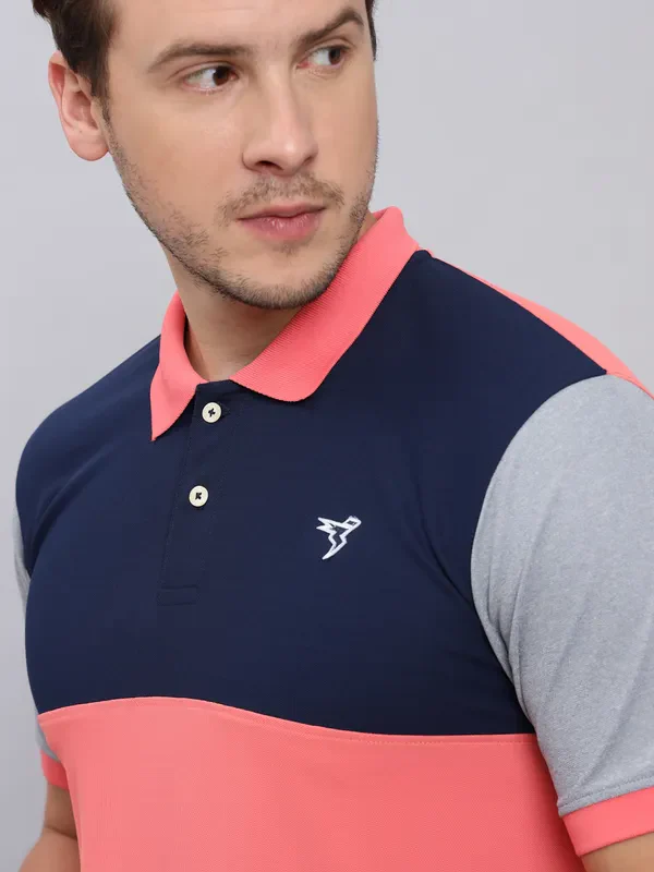 Men Colorblock Slim Fit Polo T-shirt with MATPIQ - Image 7