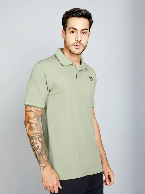 Men Solid Slim Fit Polo T-shirt with TECHNO COOL+ - Image 3