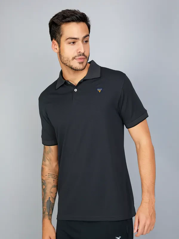 Men Solid Slim Fit Polo T-shirt with TECHNO COOL+ - Image 3