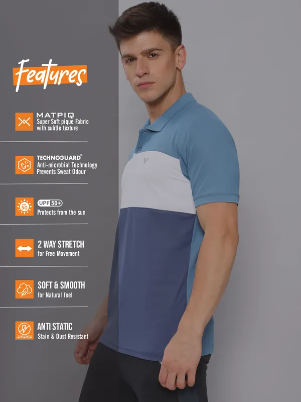 Men Colorblock Slim Fit Polo T-shirt with MATPIQ - Image 5