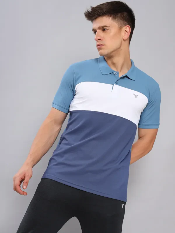 Men Colorblock Slim Fit Polo T-shirt with MATPIQ - Image 8