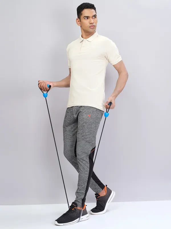 Men Melange Slim Fit Trackpants with TECHNO DRY - Image 2