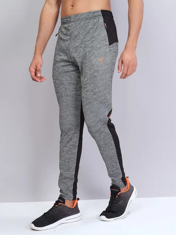 Men Melange Slim Fit Trackpants with TECHNO DRY - Image 5