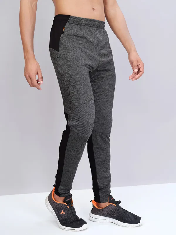 Men Melange Slim Fit Trackpants with TECHNO DRY - Image 5