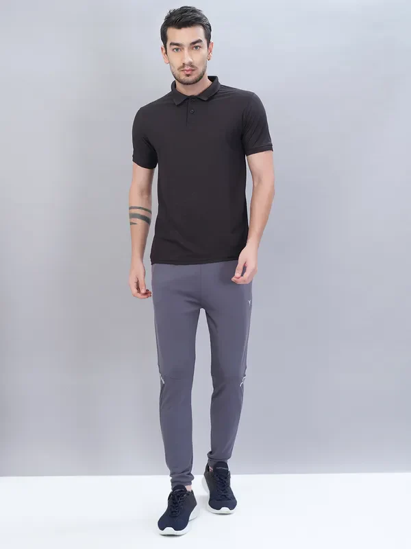 Men Solid Slim Fit Trackpants with TECHNO DRY - Image 2