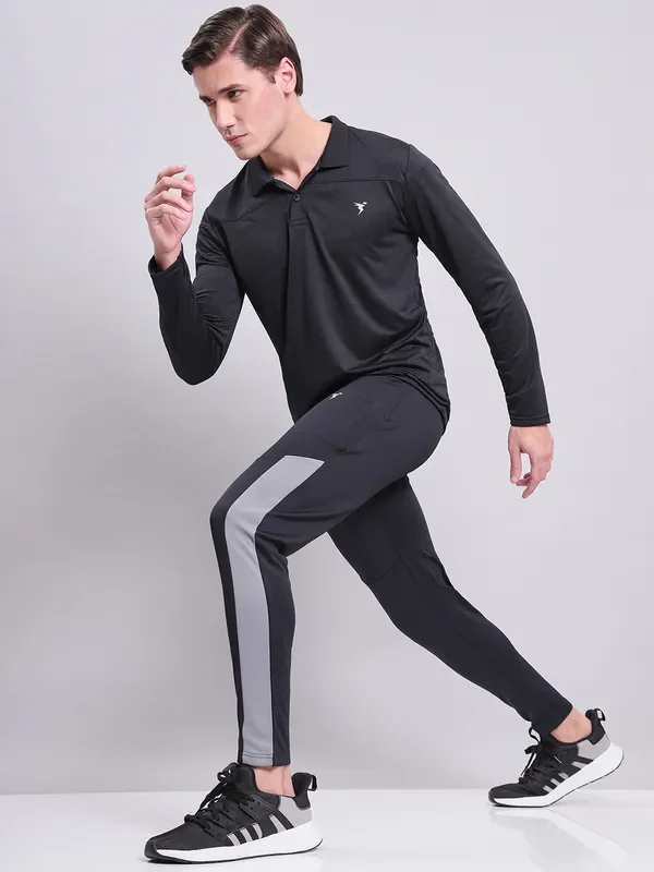 Men Colorblock Slim Fit Trackpants with TECHNO DRY - Image 2