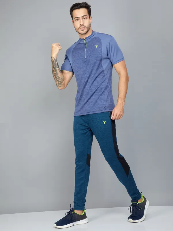 Men Colorblock Slim Fit Trackpants with TECHNO DRY - Image 2