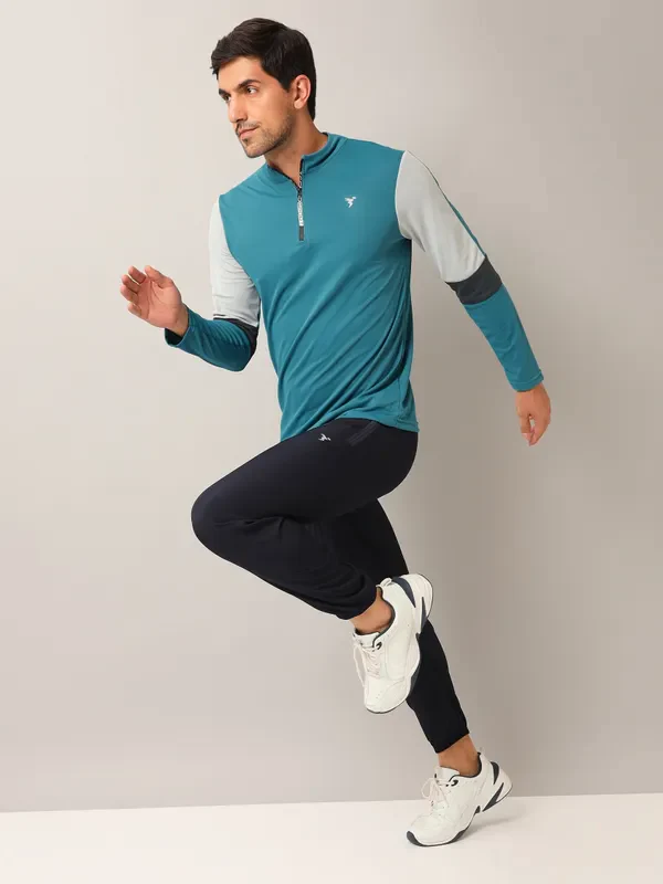 Men Colorblock Slim Fit Mock Neck T-shirt with TECHNO COOL+ - Image 8