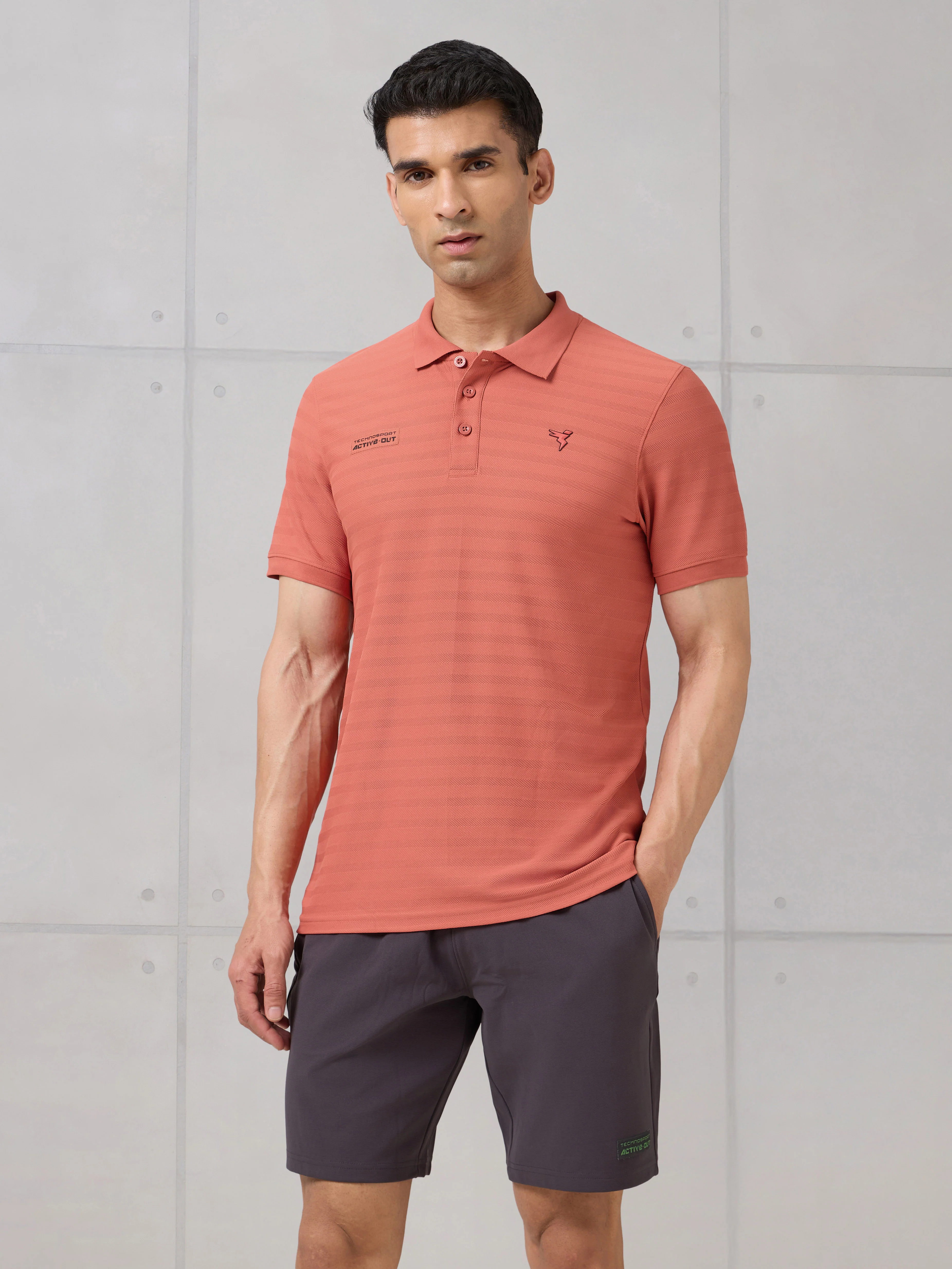 Men Self Design Active Out Polo T-Shirt Slim Fit with MATPIQ - Image 2