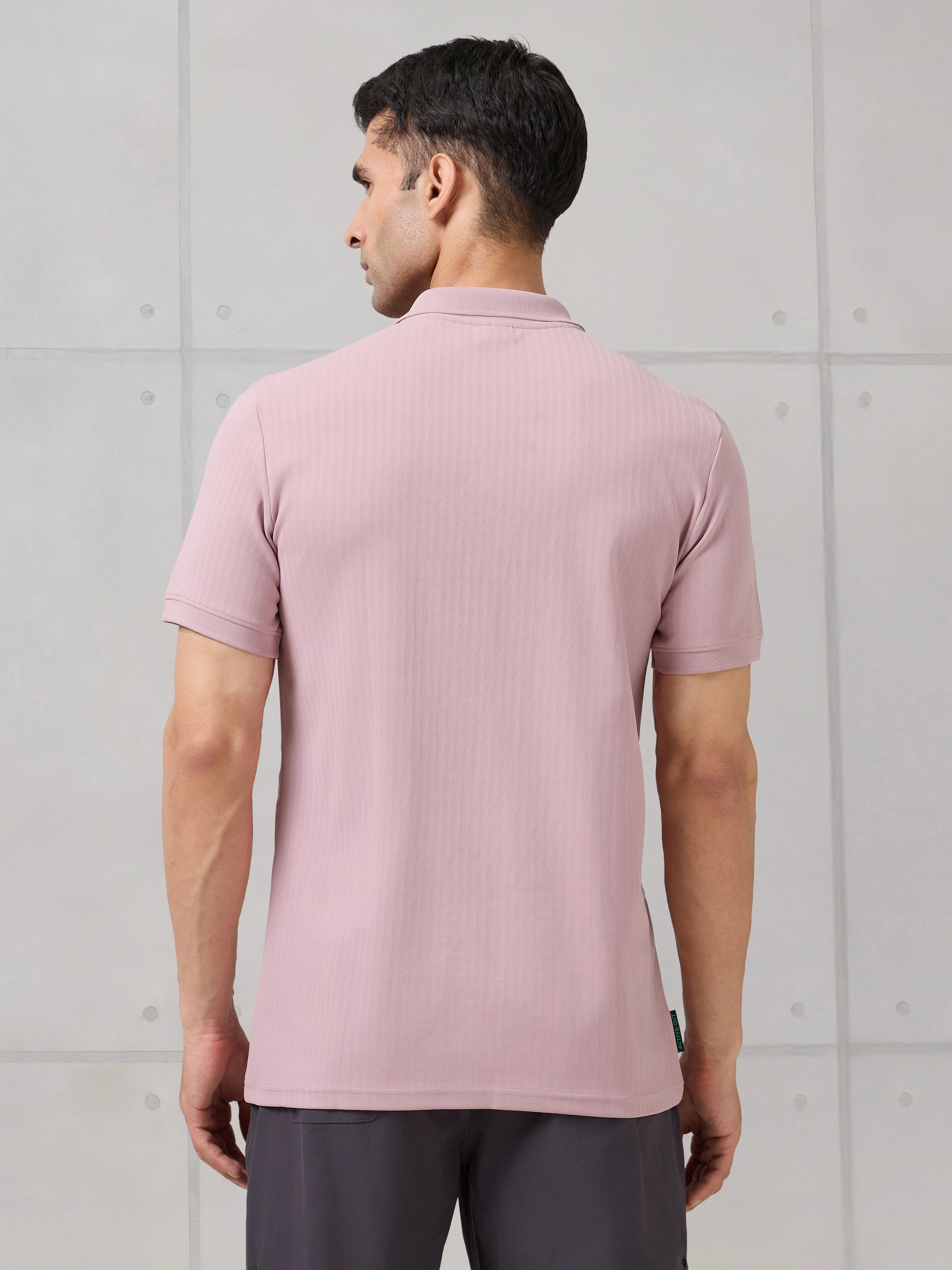 Men Self Design Active Out Slim Fit Polo T-Shirt with ELASTO PLUS - Image 3