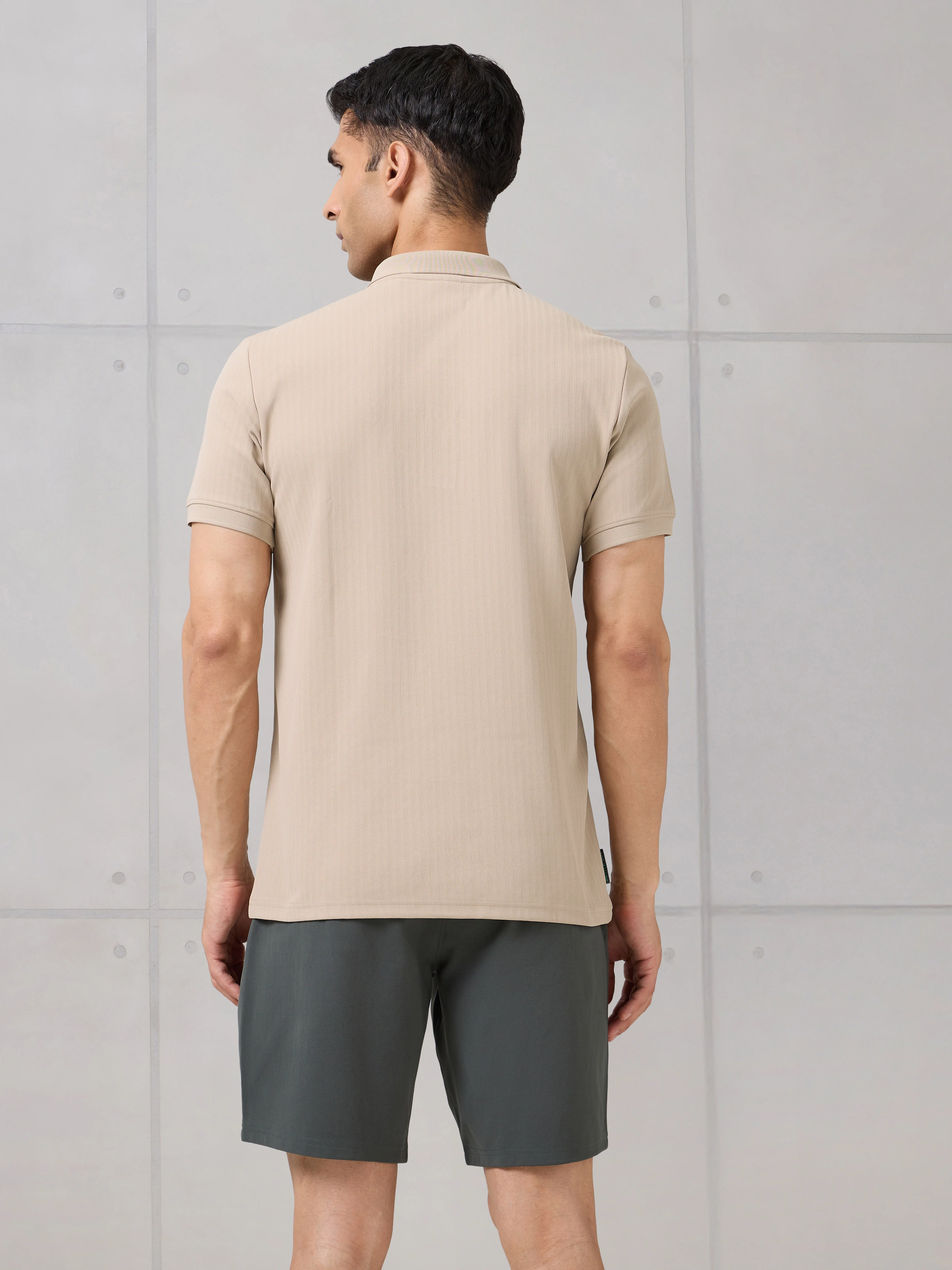 Men Self Design Active Out Slim Fit Polo T-Shirt with ELASTO PLUS - Image 3