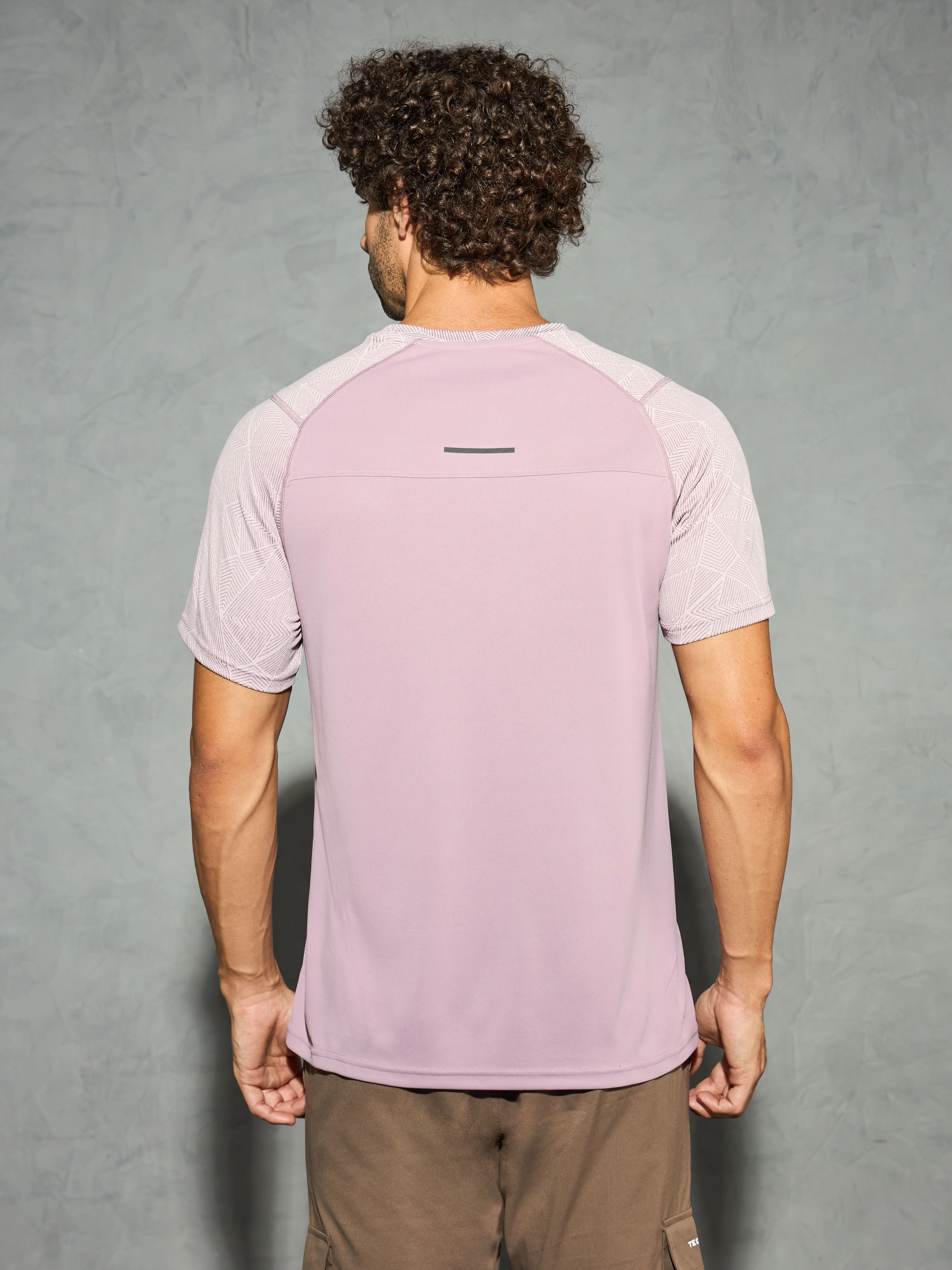 Men Self Design Slim Fit Crew Neck T-shirt with DOUBLE COOL - Image 3