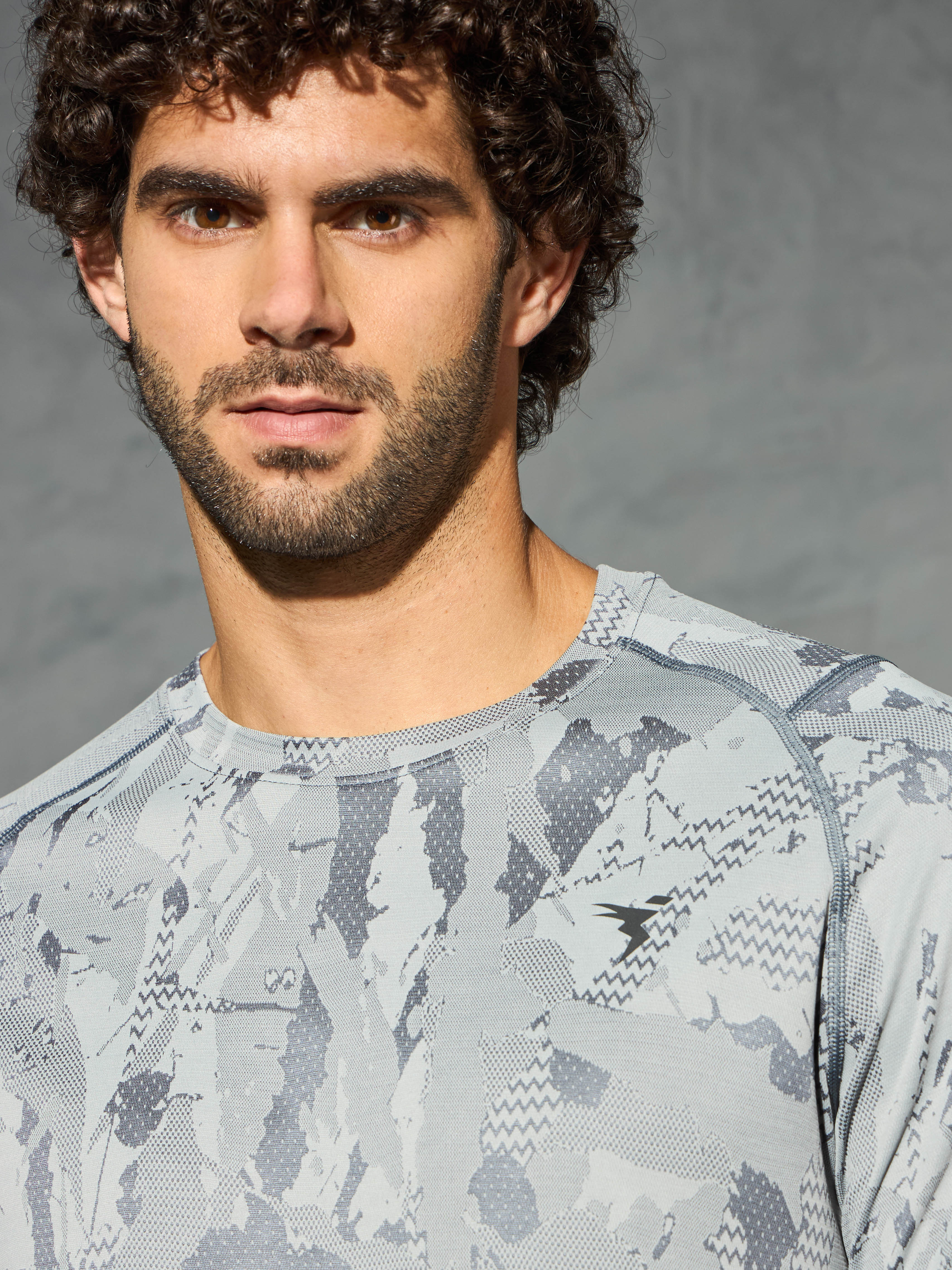 Men Self Design Slim Fit Crew Neck T-shirt with DOUBLE COOL - Image 6