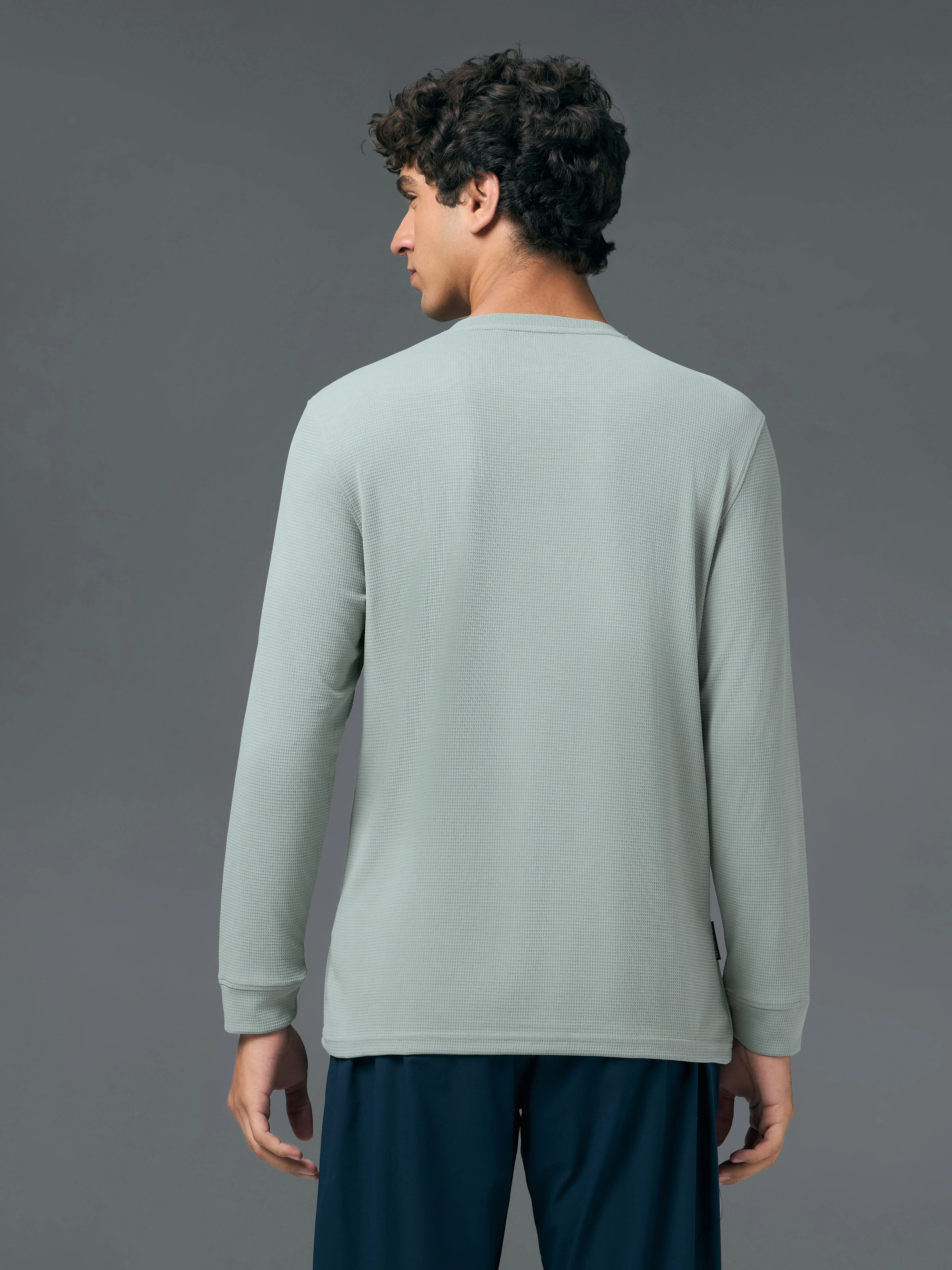 Men Self Design Slim Fit Henley Neck Sports T-Shirt with TECHNOCOOL+ - Image 3