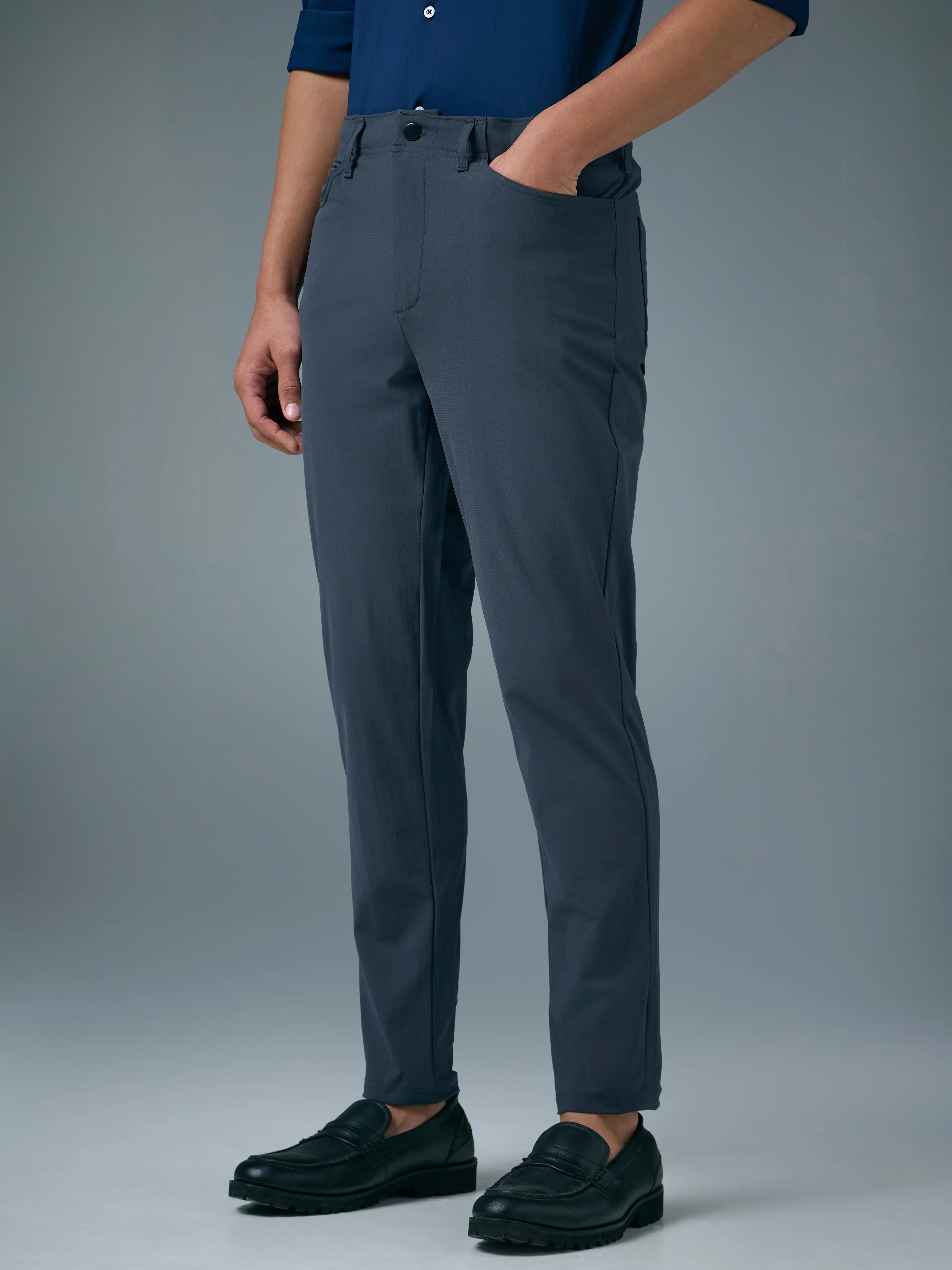 Men Semi-Formal Solid Straight Fit Trousers Pants with DURACOOL+ - Image 4