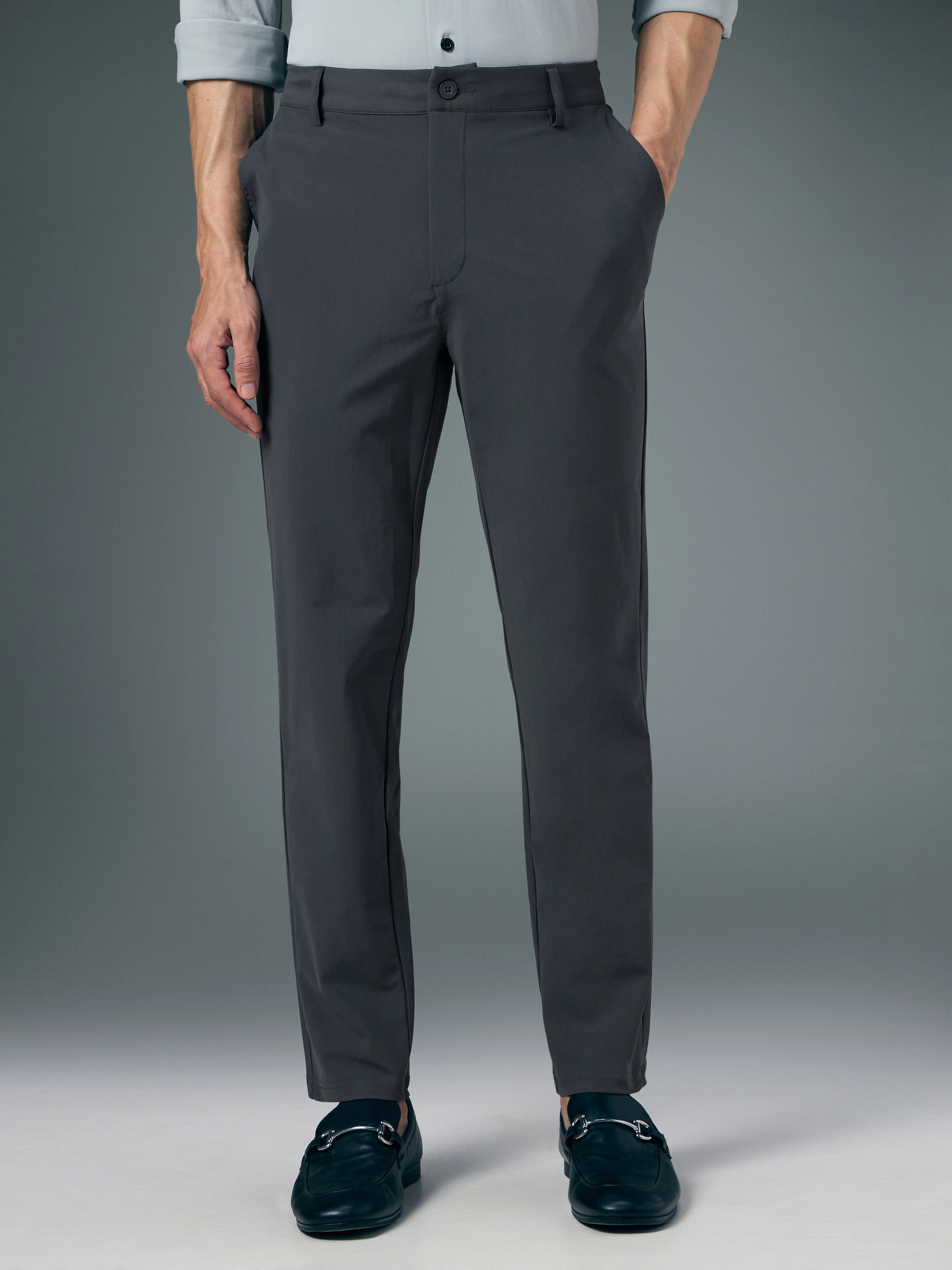 Men Semi-Formal Solid Straight Fit Trousers Pants with DURACOOL+ - Image 2