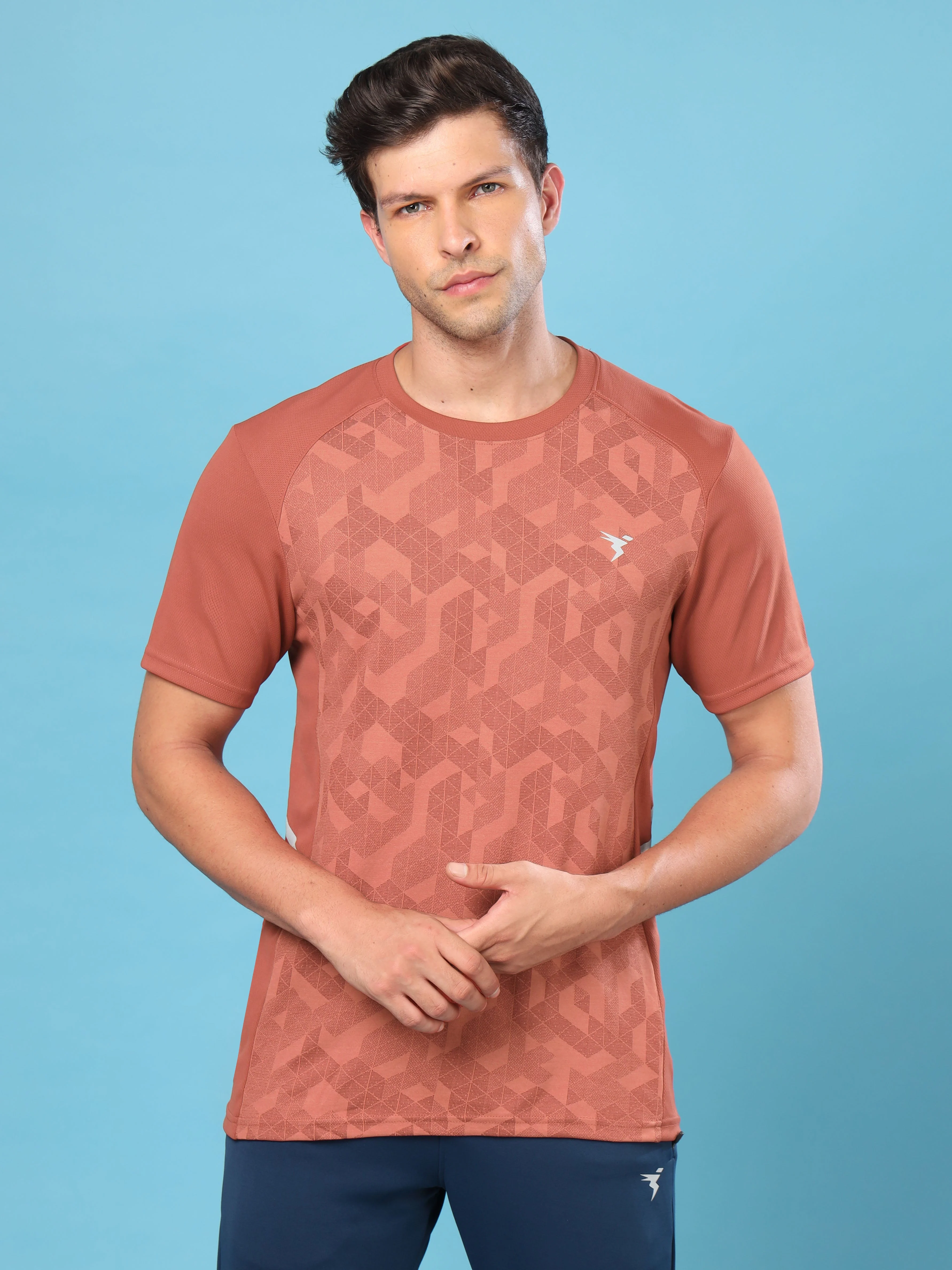 Men Slim Fit Crew Neck T-shirt with DOUBLE COOL