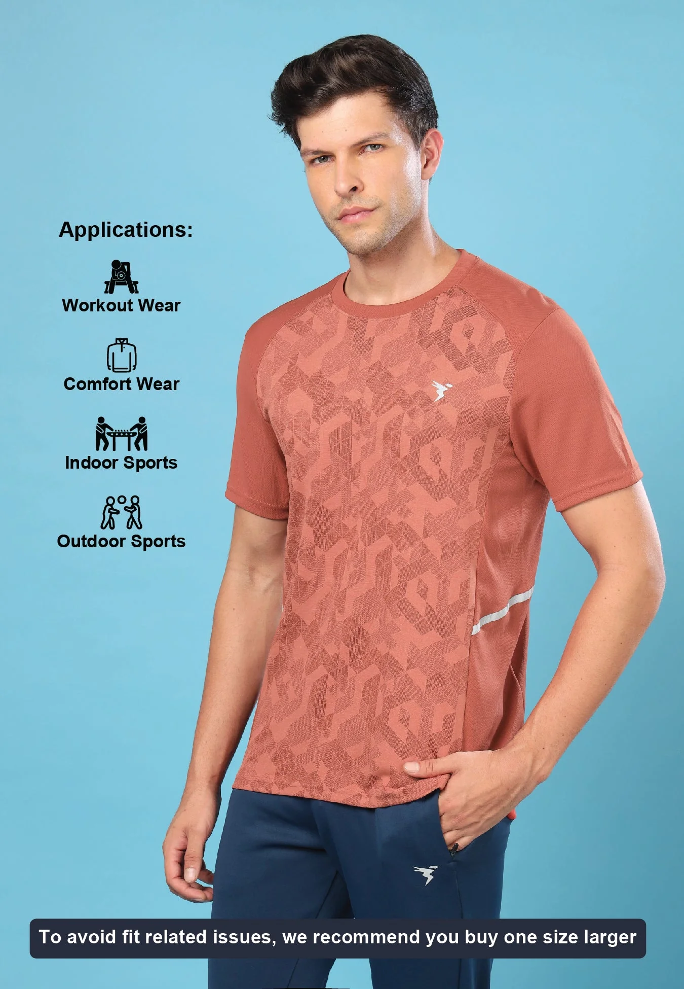 Men Slim Fit Crew Neck T-shirt with DOUBLE COOL - Image 4