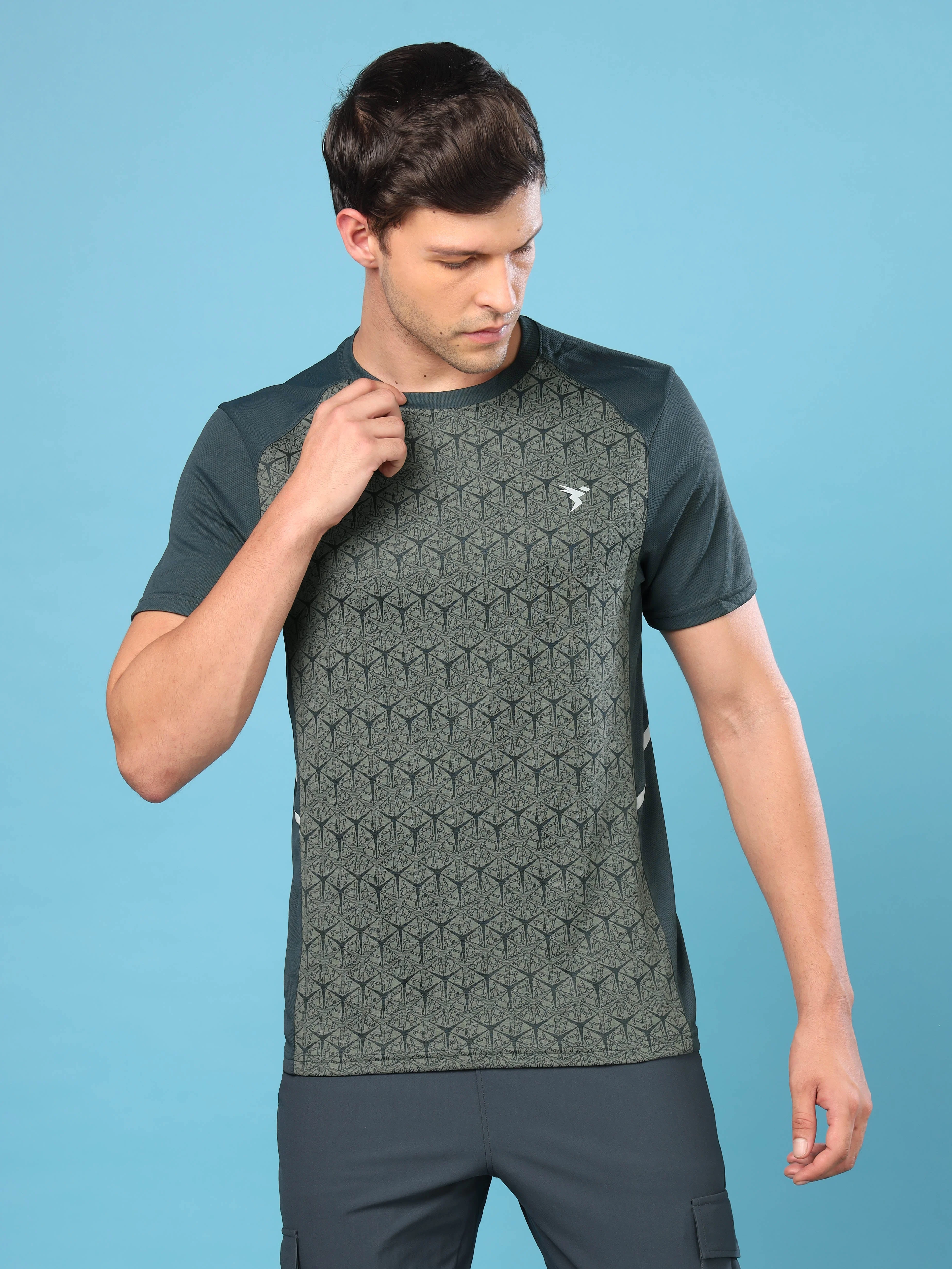 Men Slim Fit Crew Neck T-shirt with DOUBLE COOL