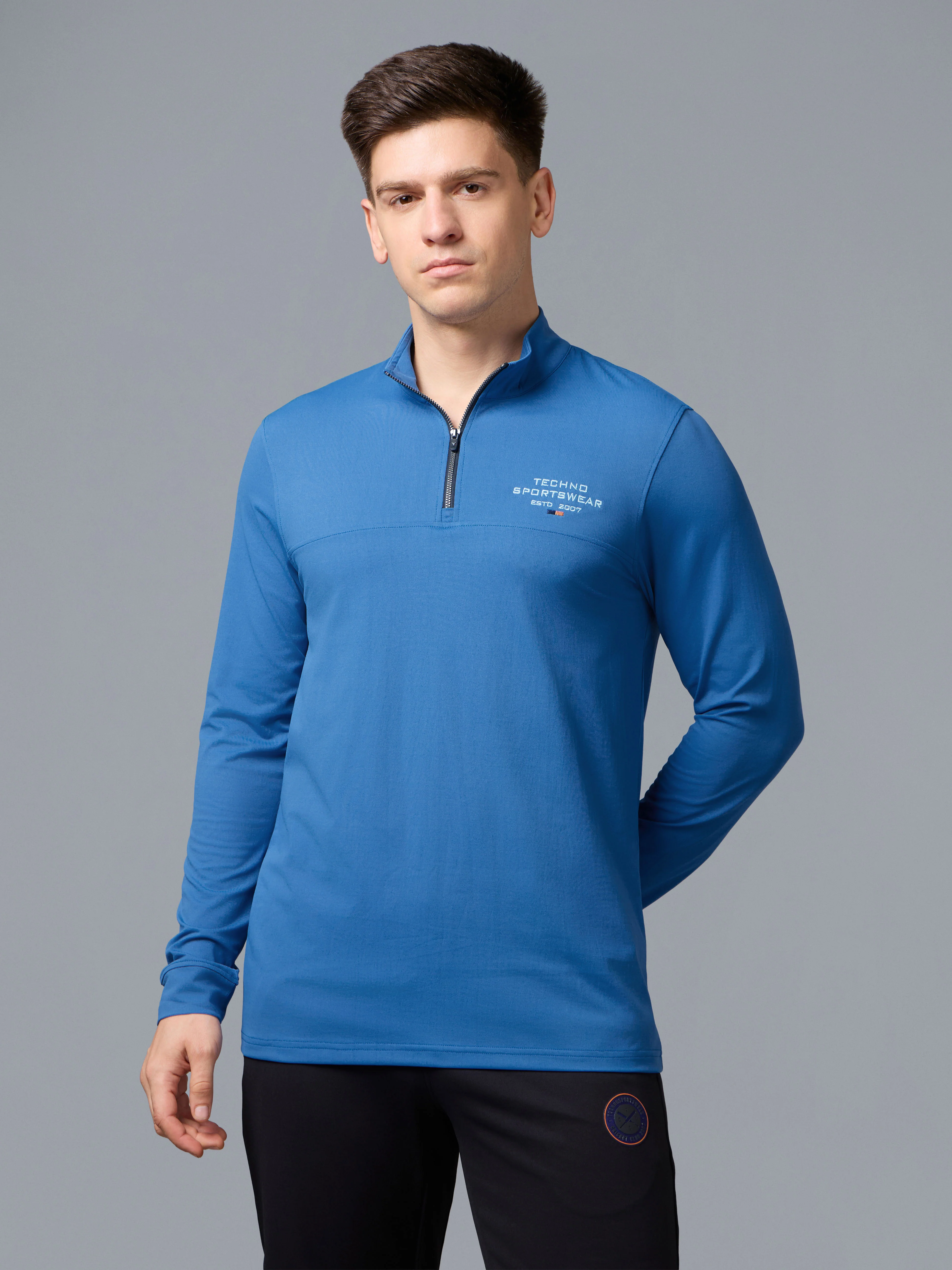 Men Slim Fit Gym, Dry Fit Sports T-Shirt with TECHNO DRY - Image 2
