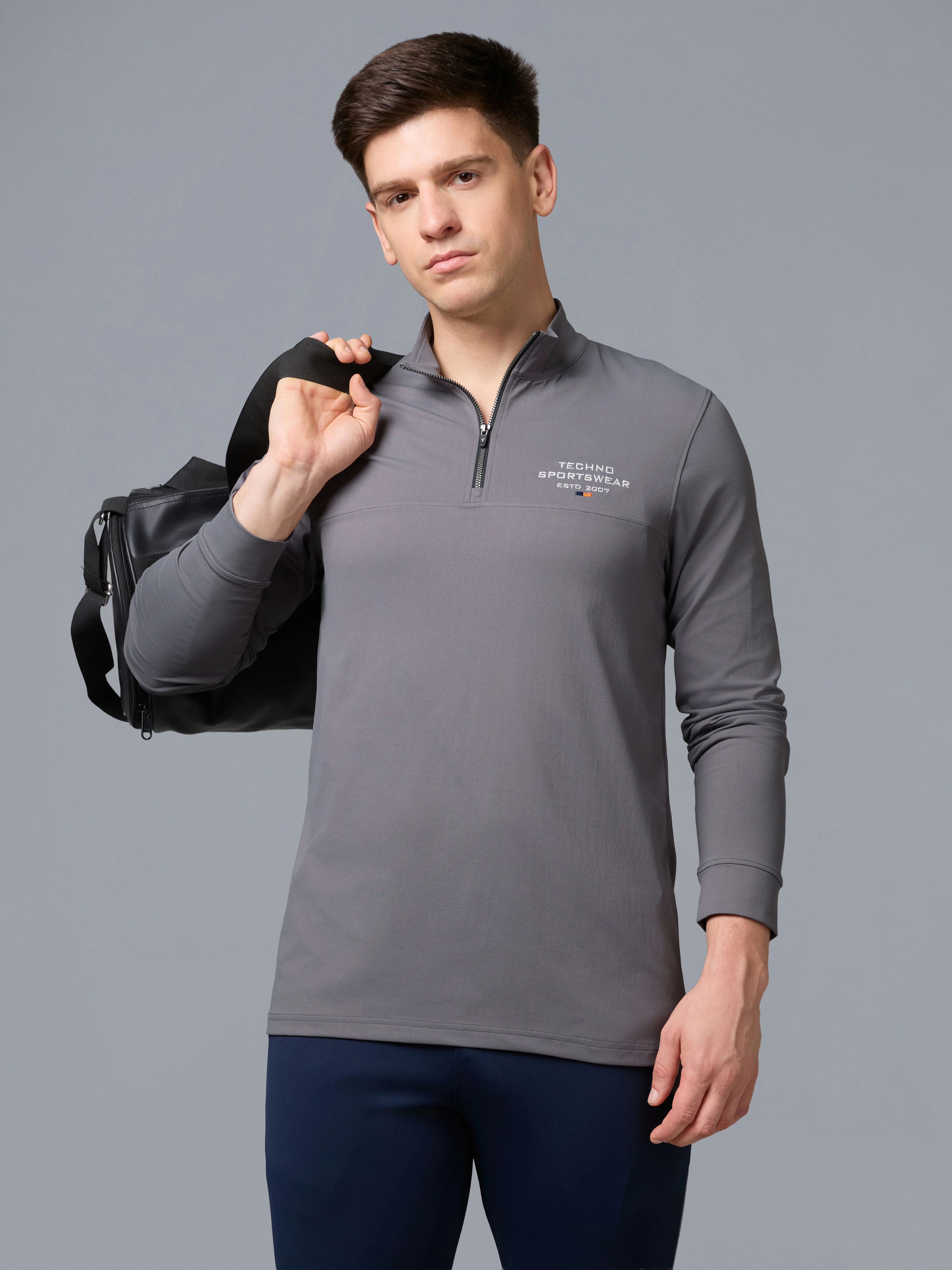 Men Slim Fit Gym, Dry Fit Sports T-Shirt with TECHNO DRY