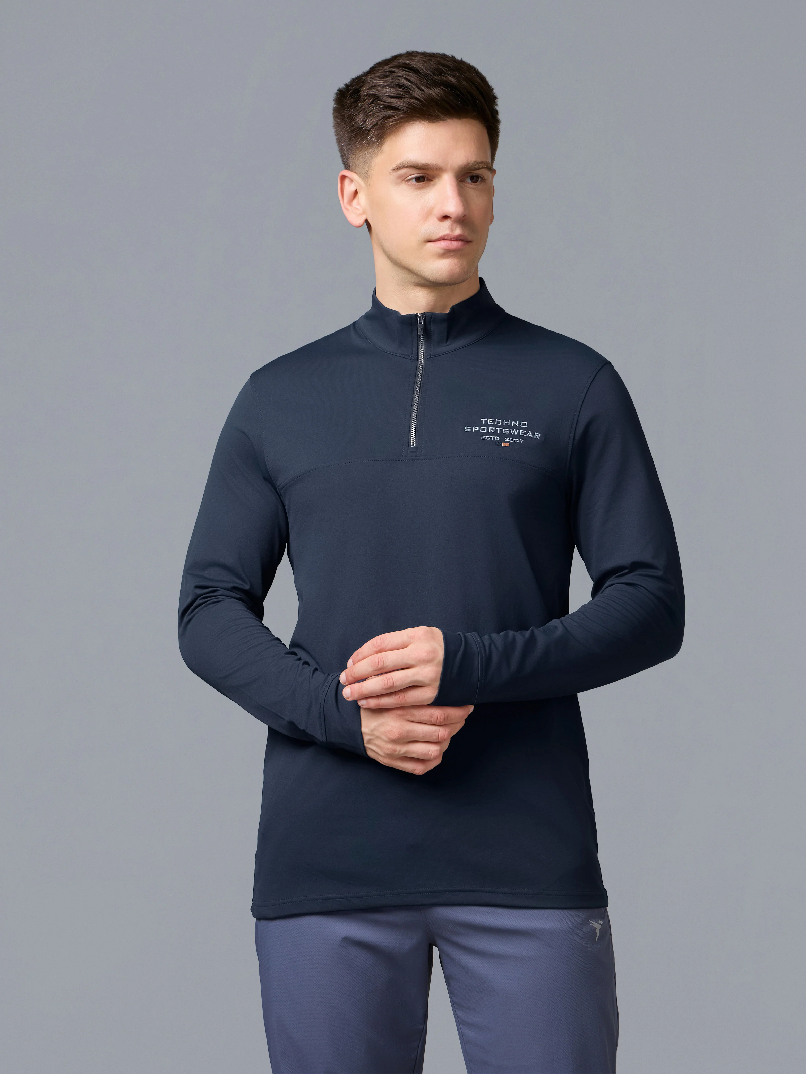 Men Slim Fit Gym, Dry Fit Sports T-Shirt with TECHNO DRY - Image 2