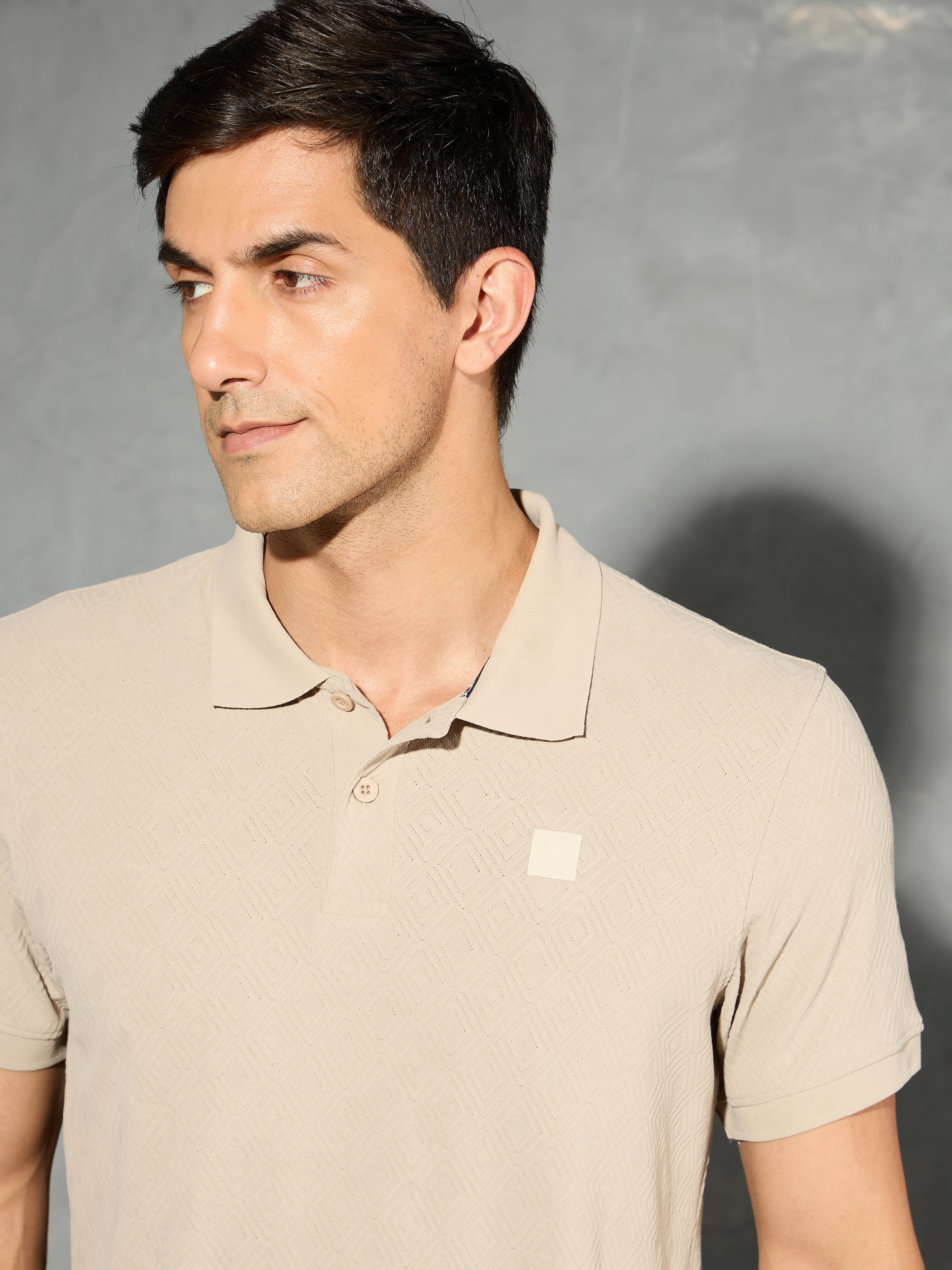 Men Jacquard Slim Fit Polo Sports T-shirt with COTFLEX - Image 6