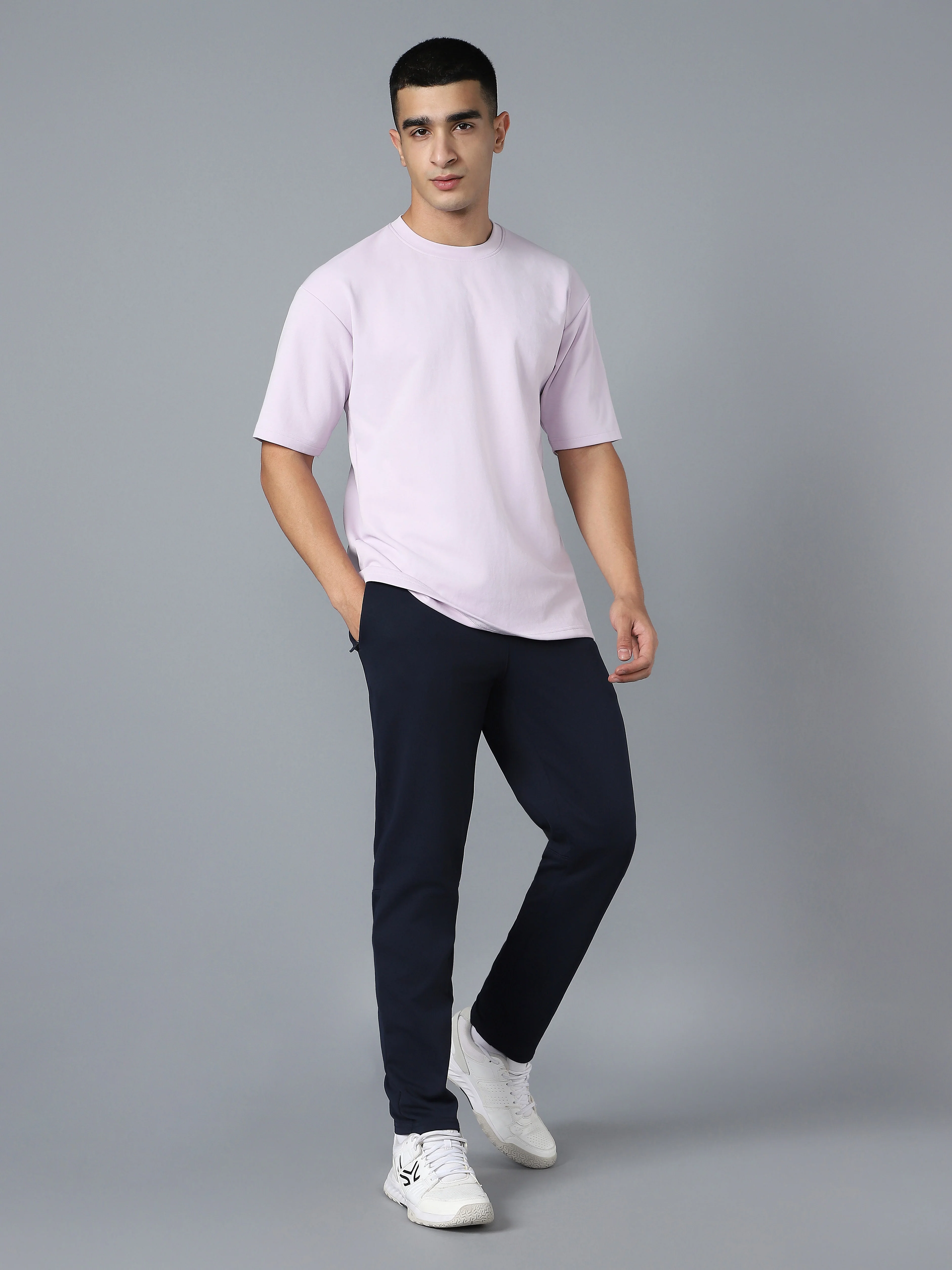 Men Solid  Oversized Crew Neck T-shirt with ELASTO PLUS - Image 5