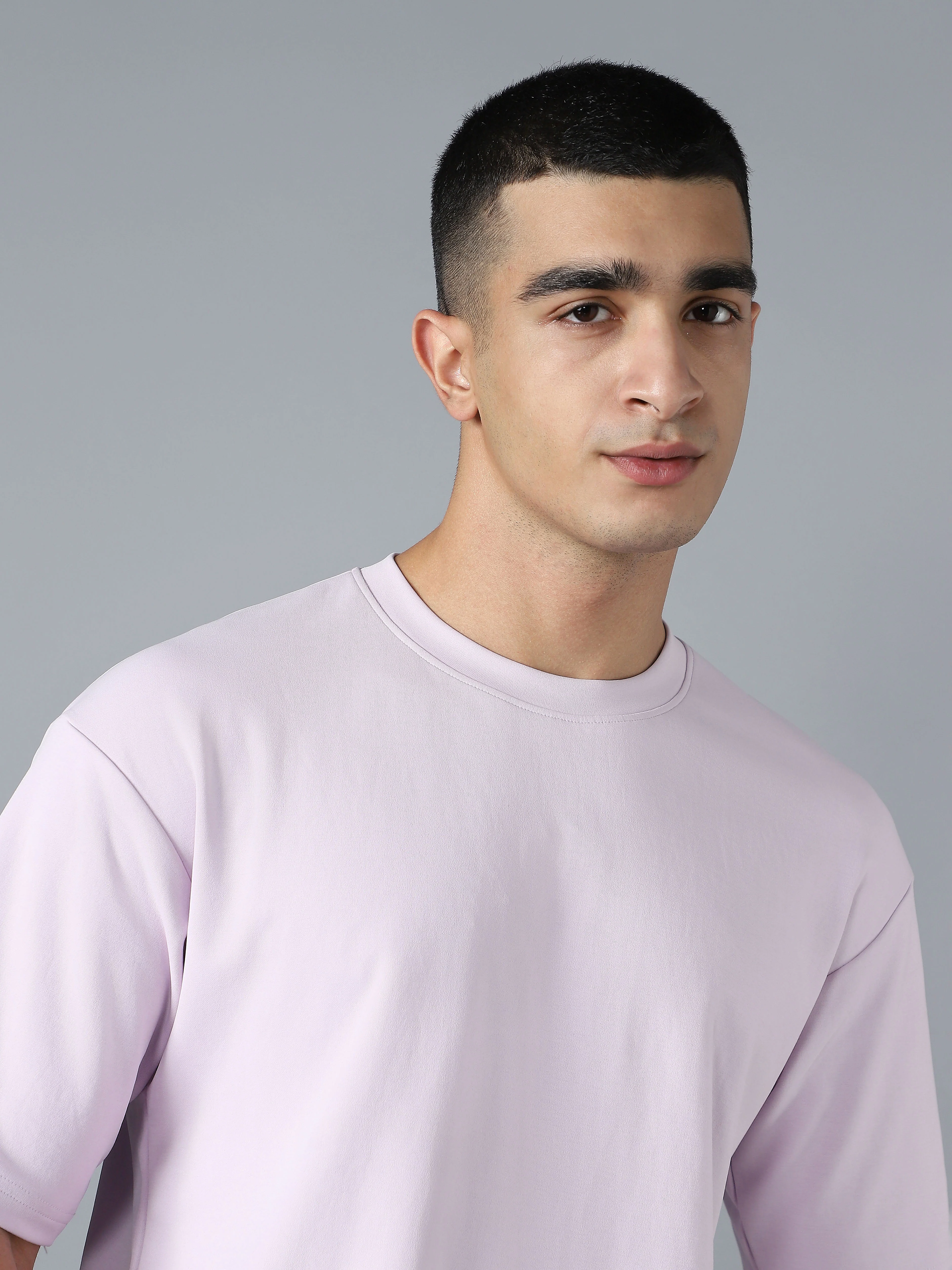 Men Solid  Oversized Crew Neck T-shirt with ELASTO PLUS - Image 7