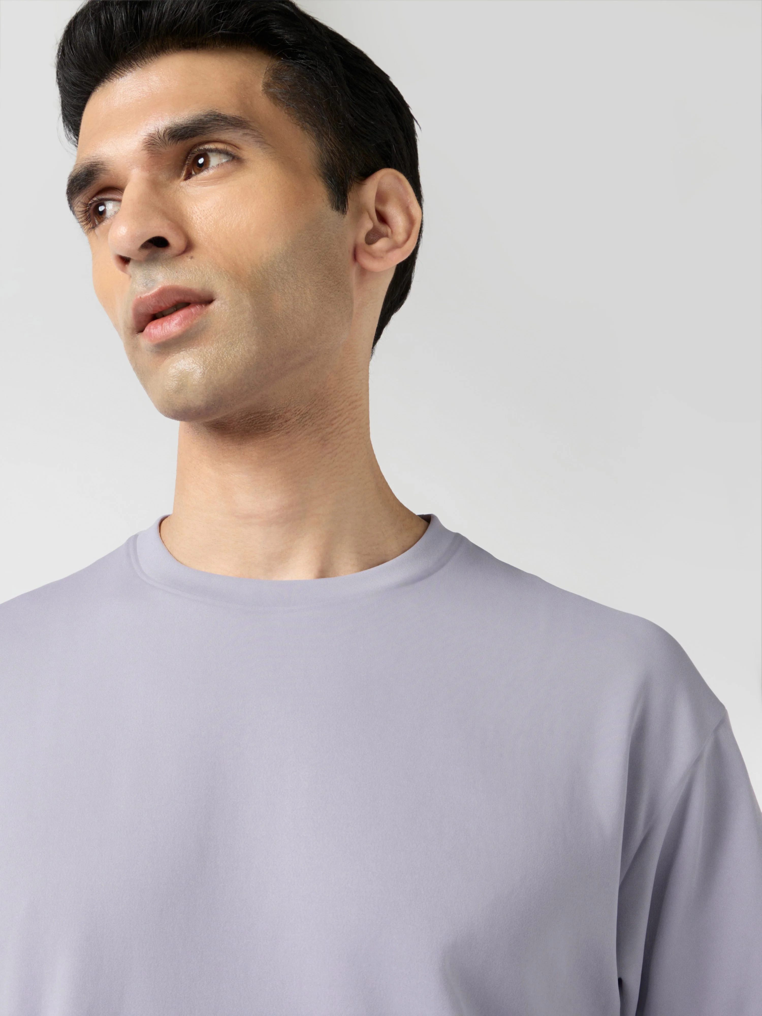 Men Solid Oversized Crew Neck T-shirt with ELASTO PLUS - Image 5