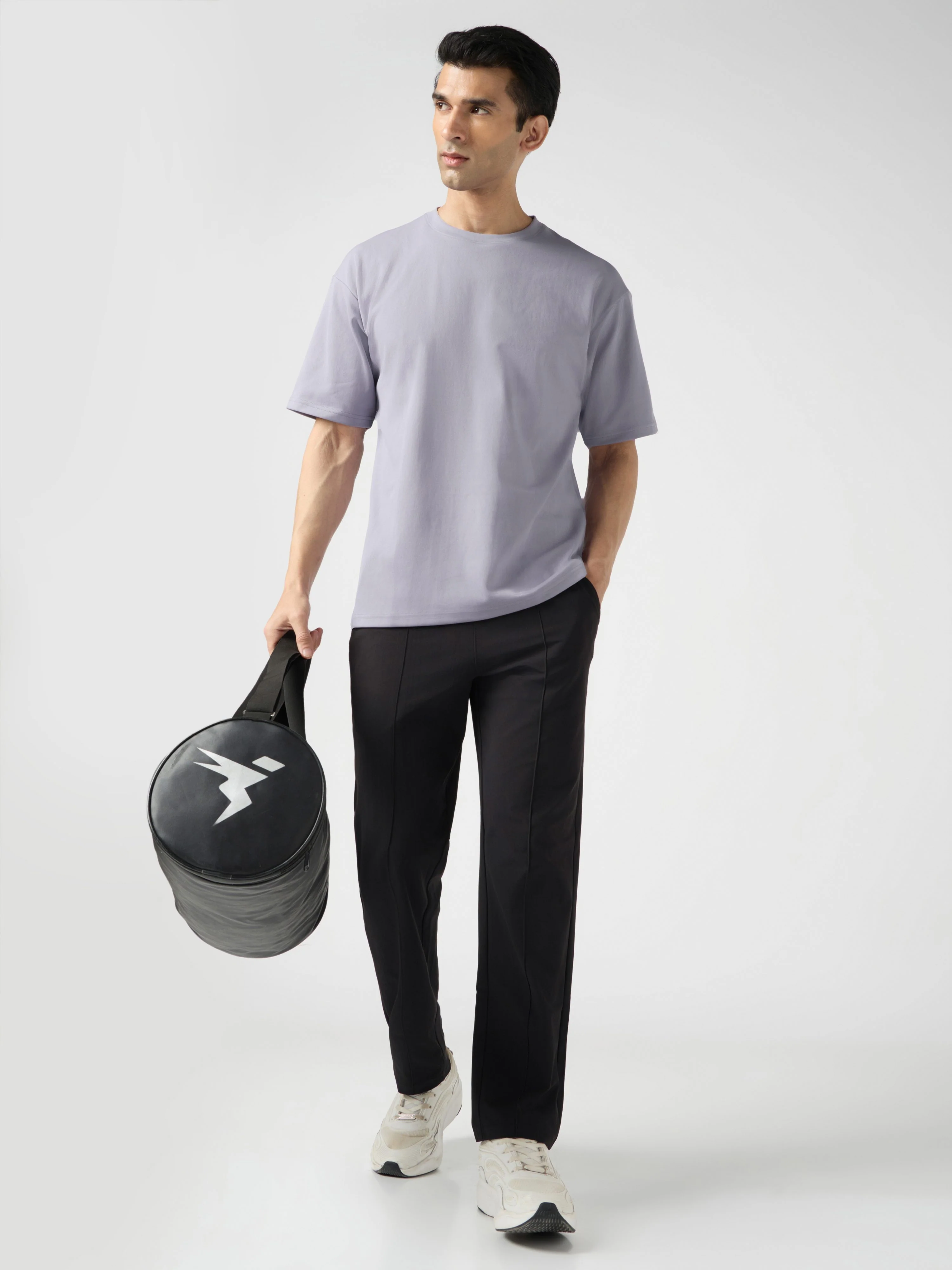 Men Solid Oversized Crew Neck T-shirt with ELASTO PLUS - Image 6