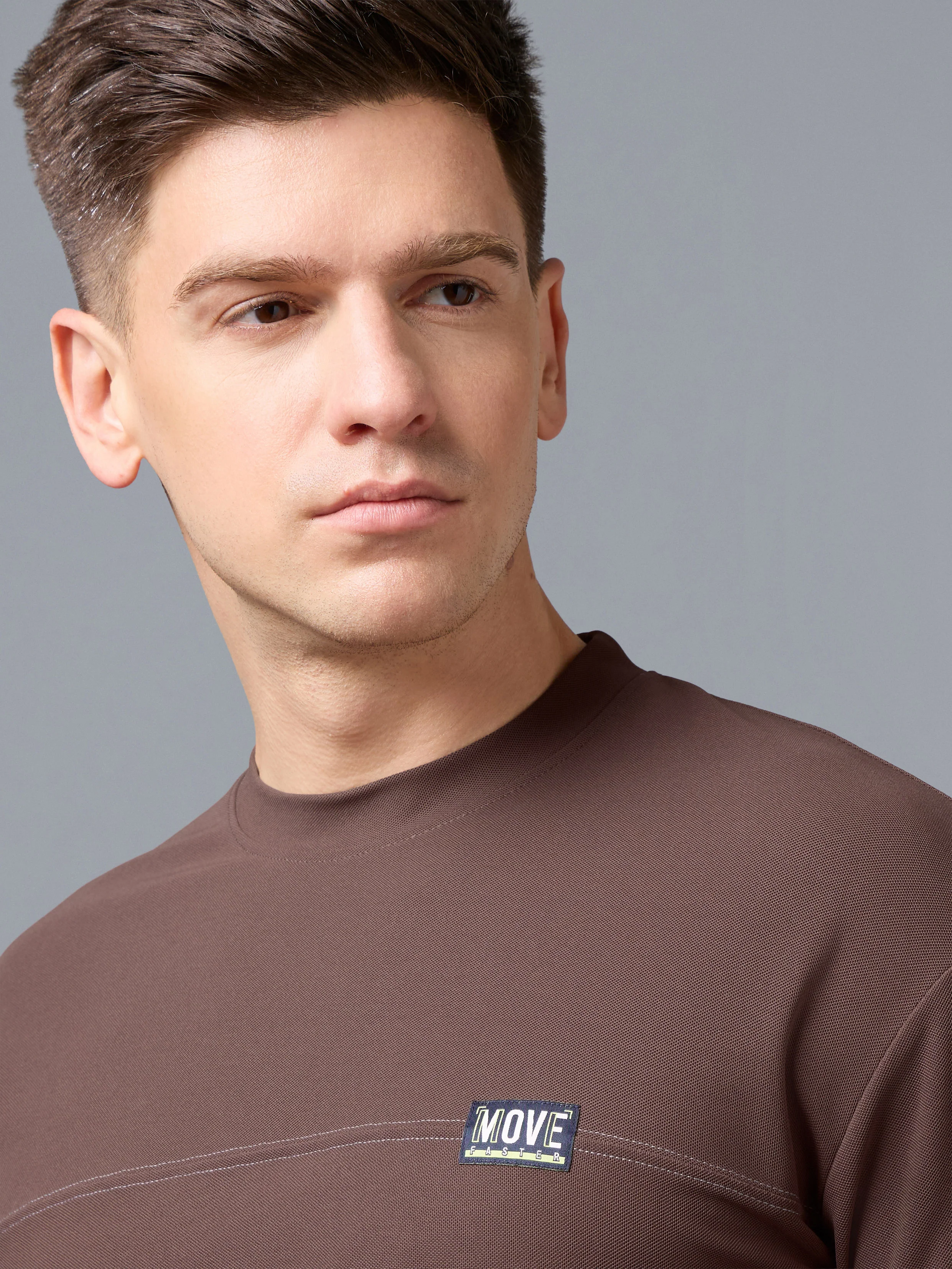 Men Solid Oversized Round Neck Sports T-shirt with MATPIQ - Image 5