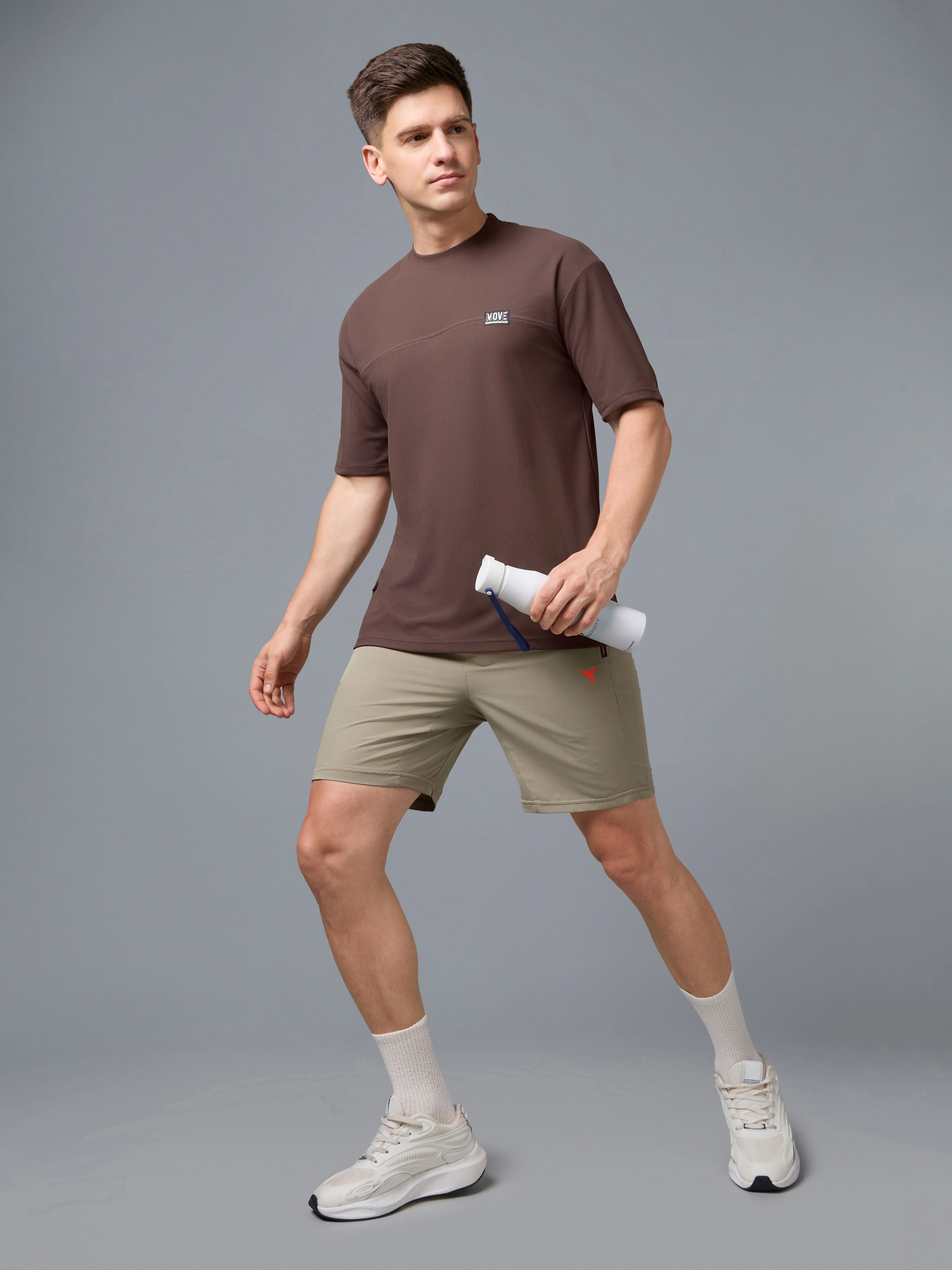Men Solid Oversized Round Neck Sports T-shirt with MATPIQ - Image 6