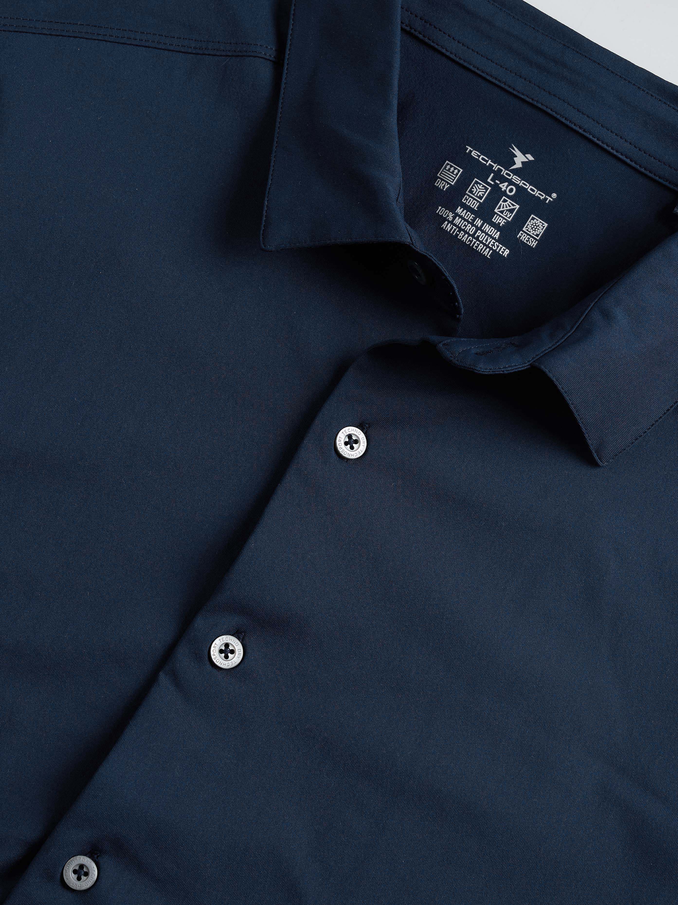Men Solid Regular Fit Spread Collar Casual Shirt with COTFLEX - Image 8