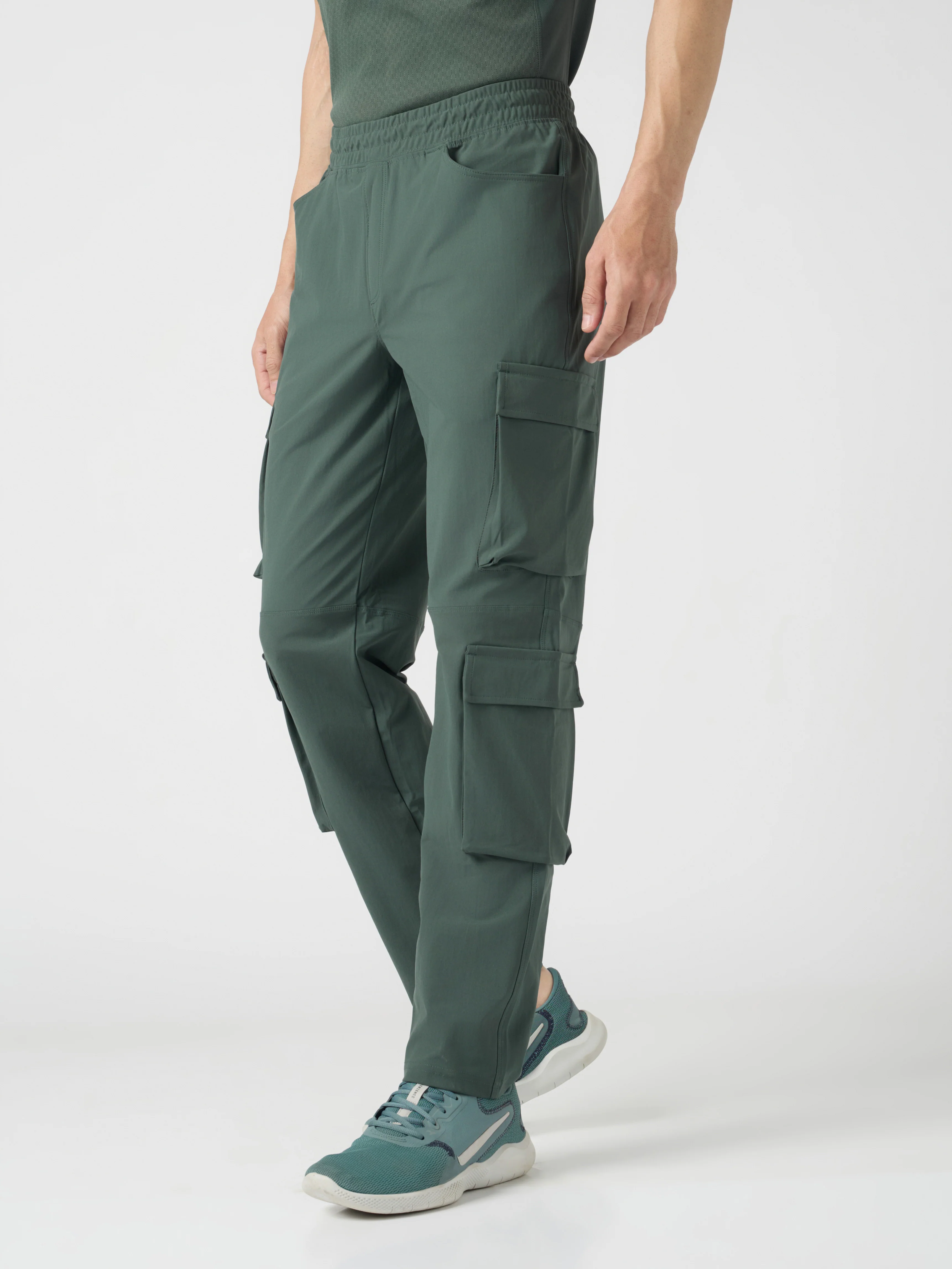 Men Solid Relax Fit 6 Pocket Cargo Trackpants with DURACOOL+ - Image 4