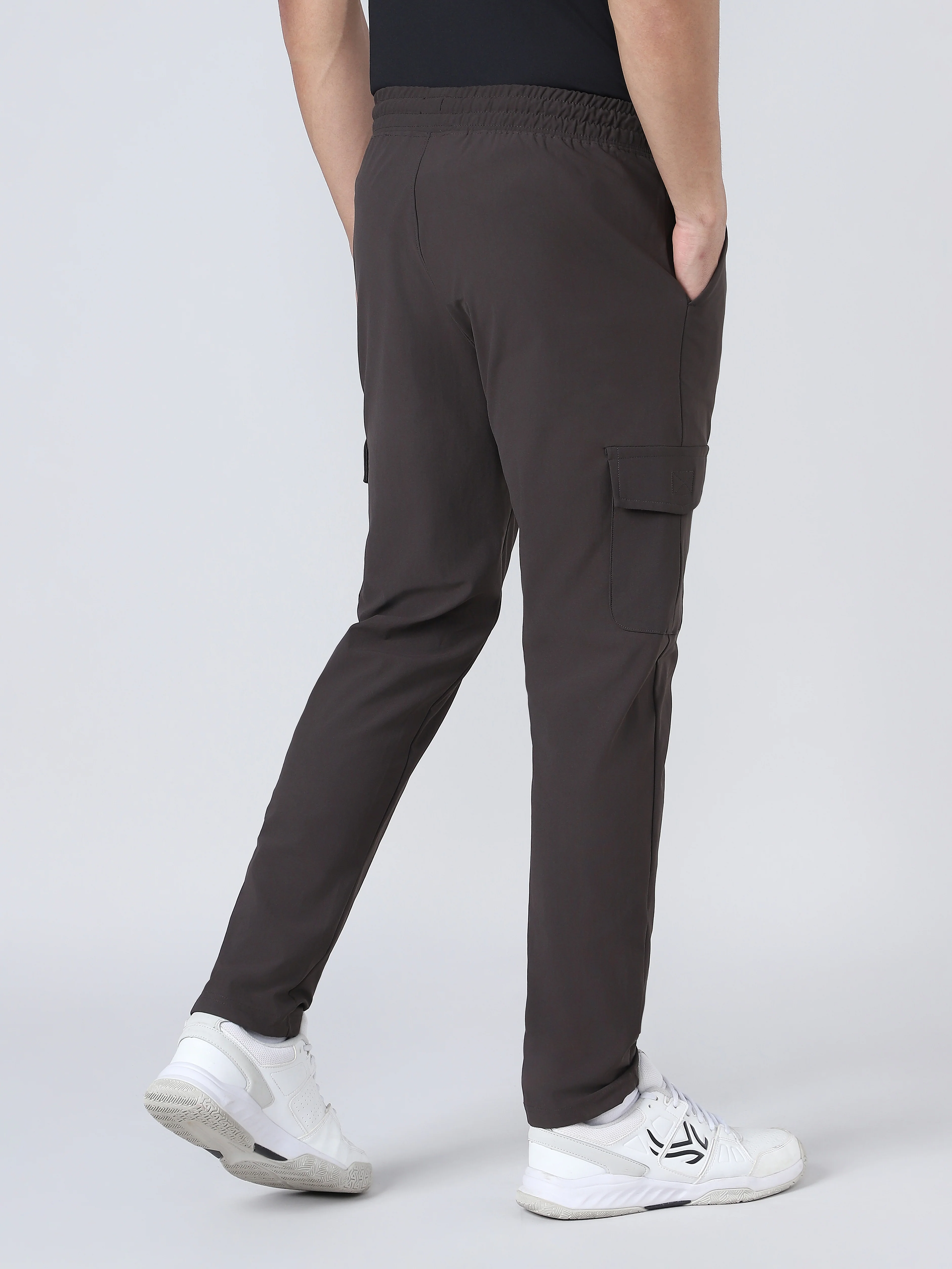 Men Solid Relax Fit Cargo Trackpants with DURACOOL+ - Image 2