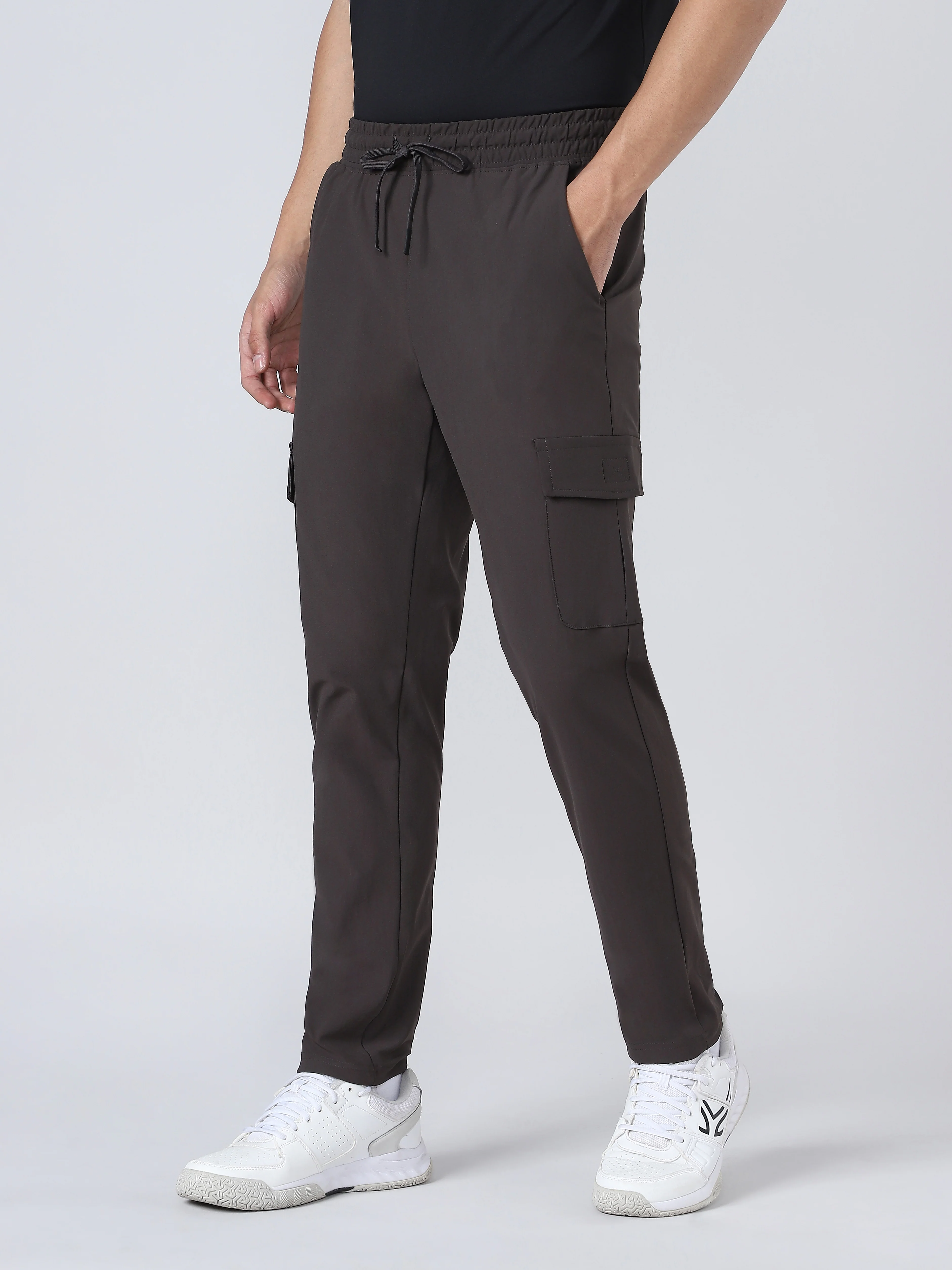 Men Solid Relax Fit Cargo Trackpants with DURACOOL+ - Image 3