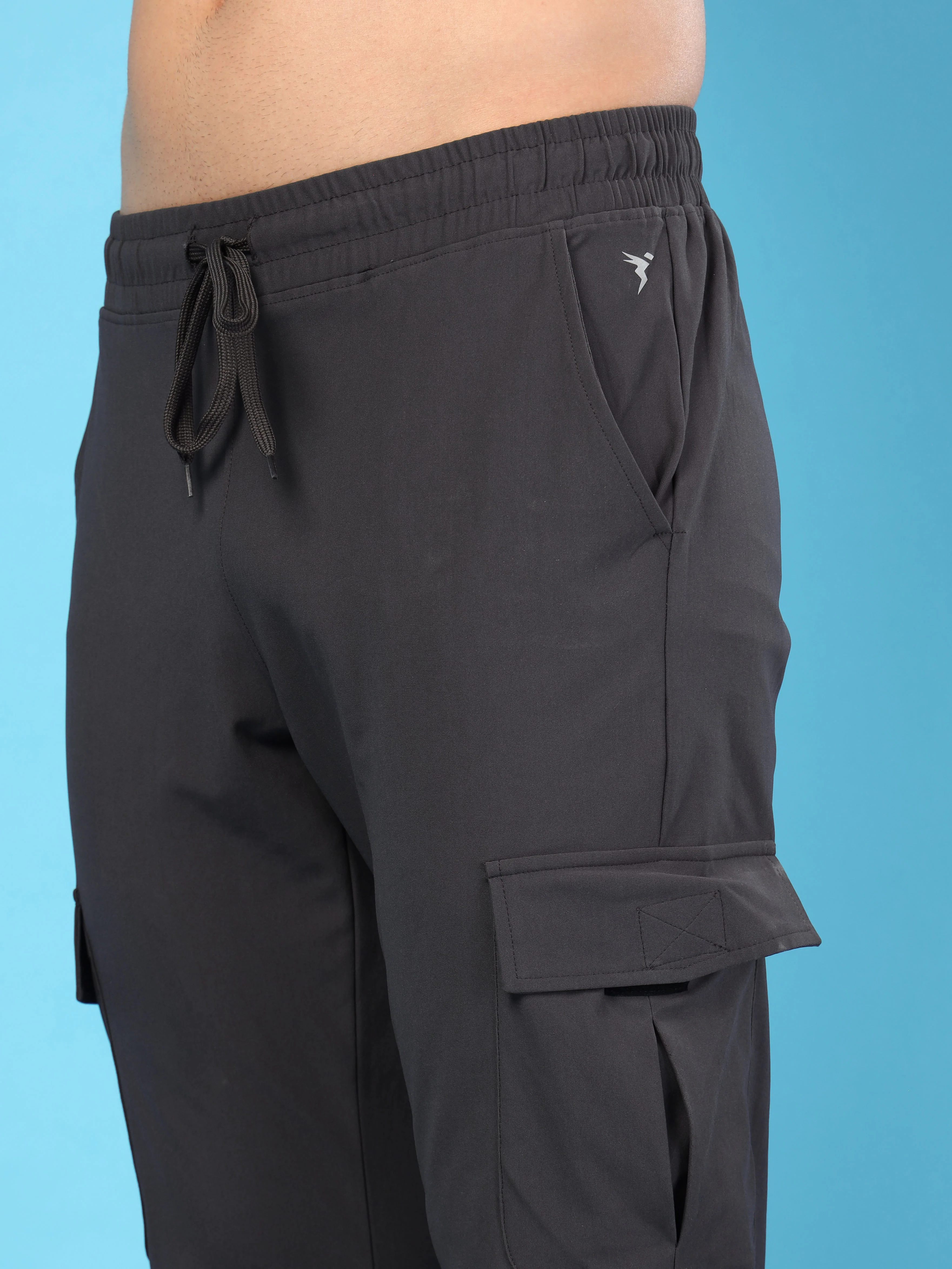 Men Solid Relax Fit Cargo Trackpants with DURACOOL+ - Image 5