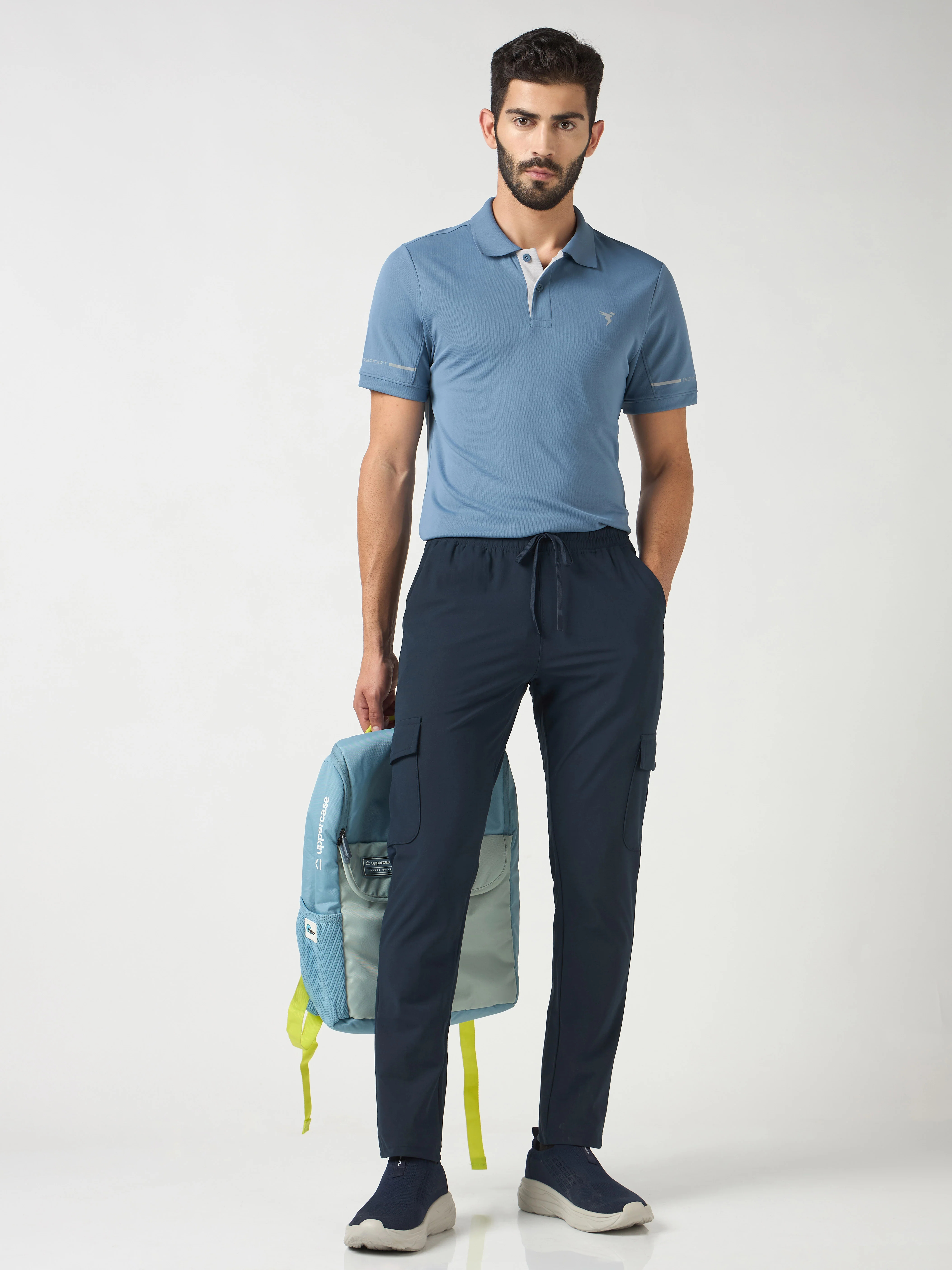 Men Solid Relax Fit Cargo Trackpants with DURACOOL+ - Image 5