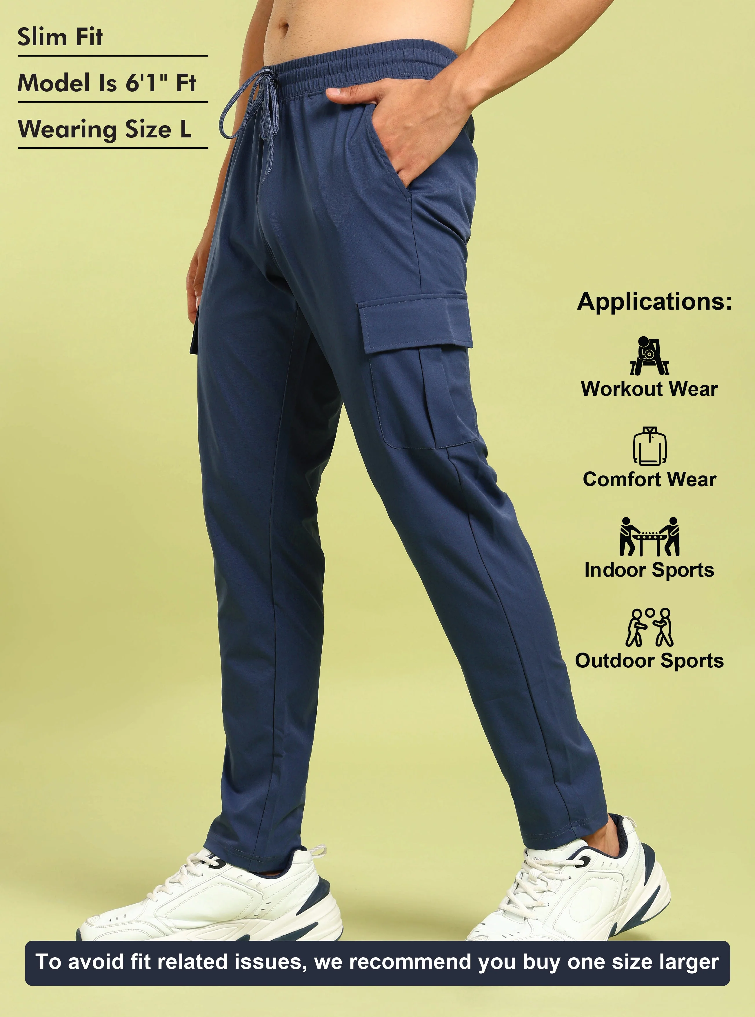 Men Solid Relax Fit Sports Cargo Trackpants with TS FLEXI - Image 5