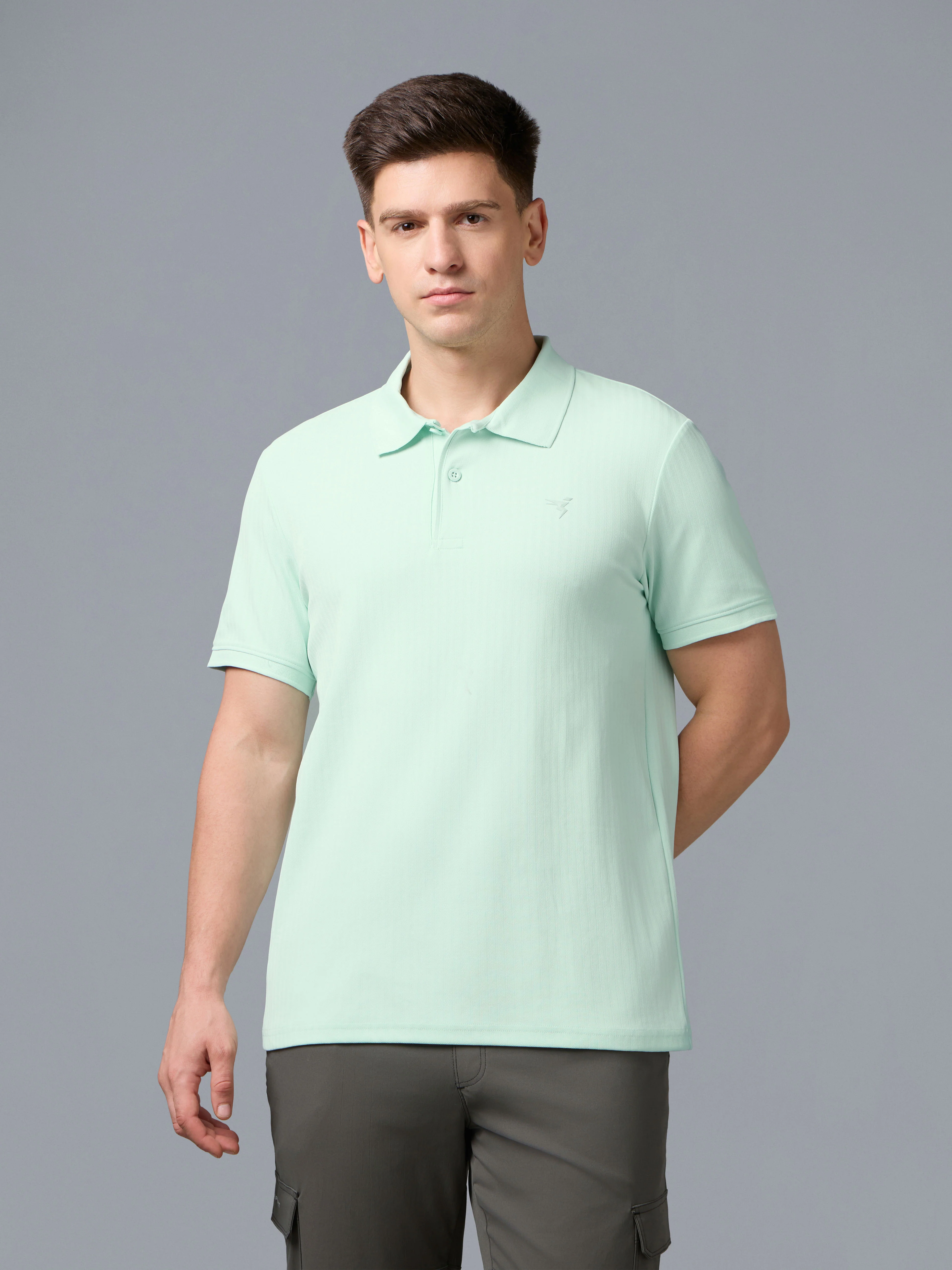Men Solid Active Polo T-shirt with ELASTO PLUS - Image 2