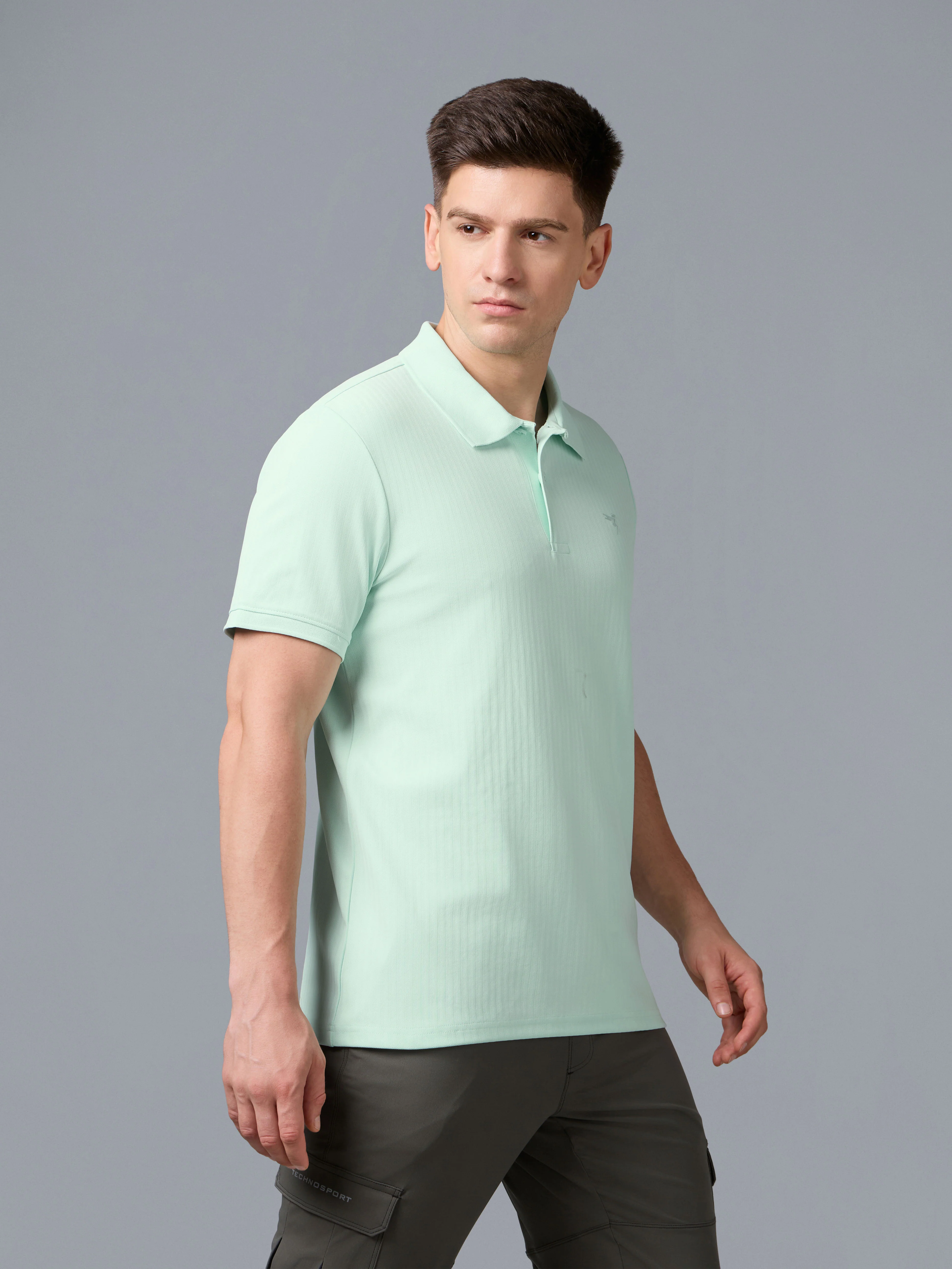 Men Solid Active Polo T-shirt with ELASTO PLUS - Image 5
