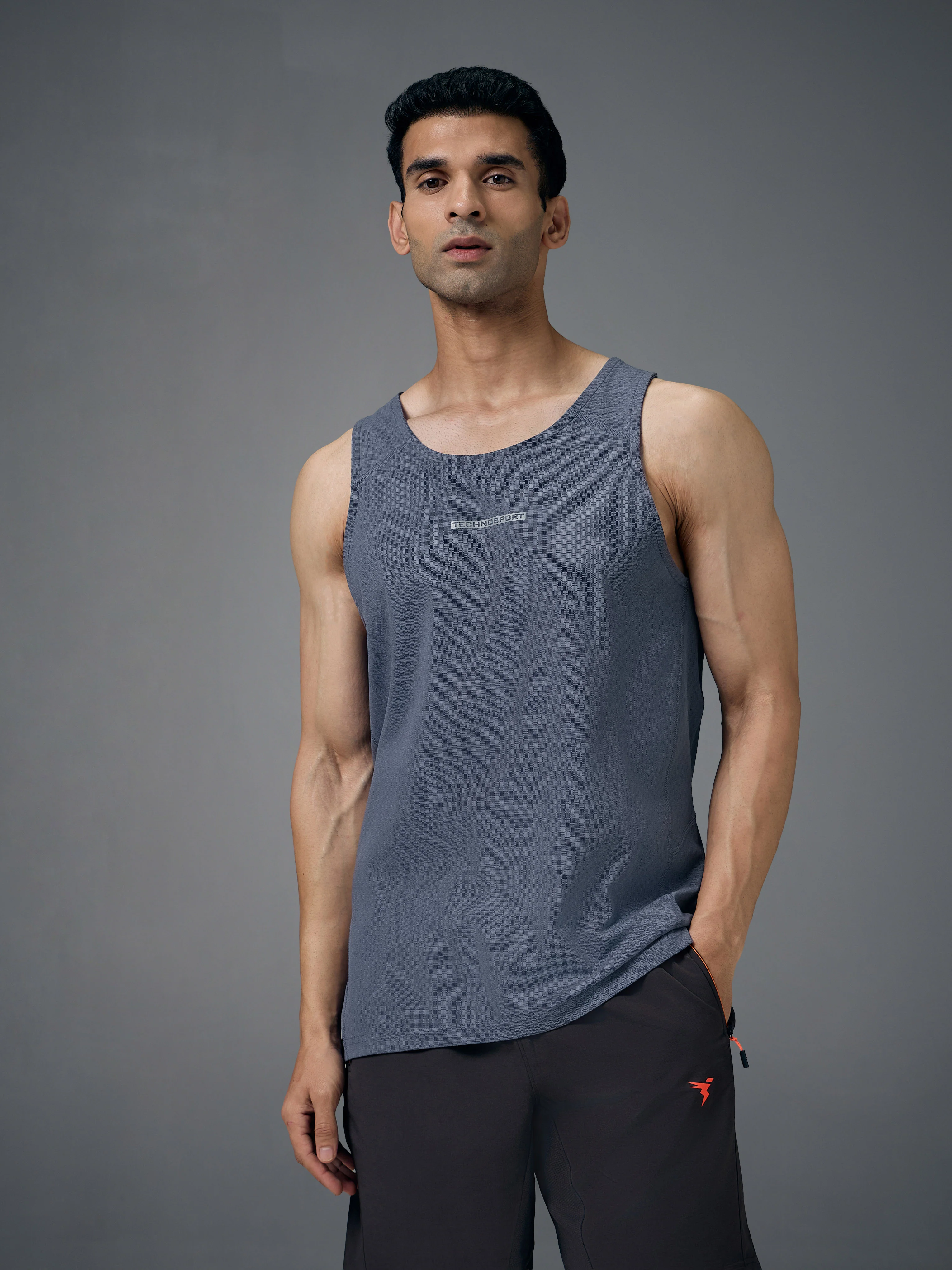 Men Jacquard Slim Fit Crew Neck Innerwear Vest with ELASTO LITE