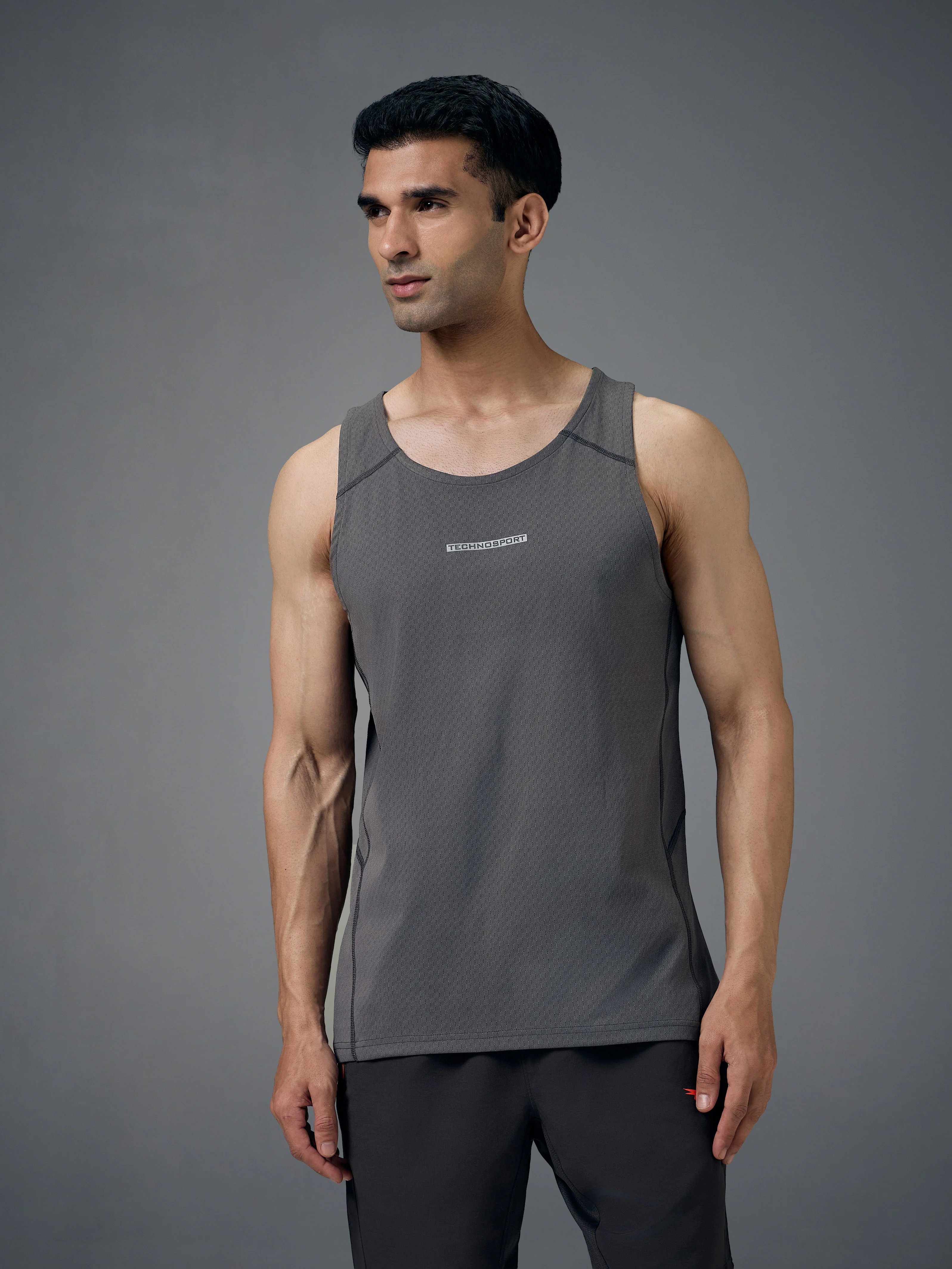 Men Jacquard Slim Fit Crew Neck Innerwear Vest with ELASTO LITE - Image 2