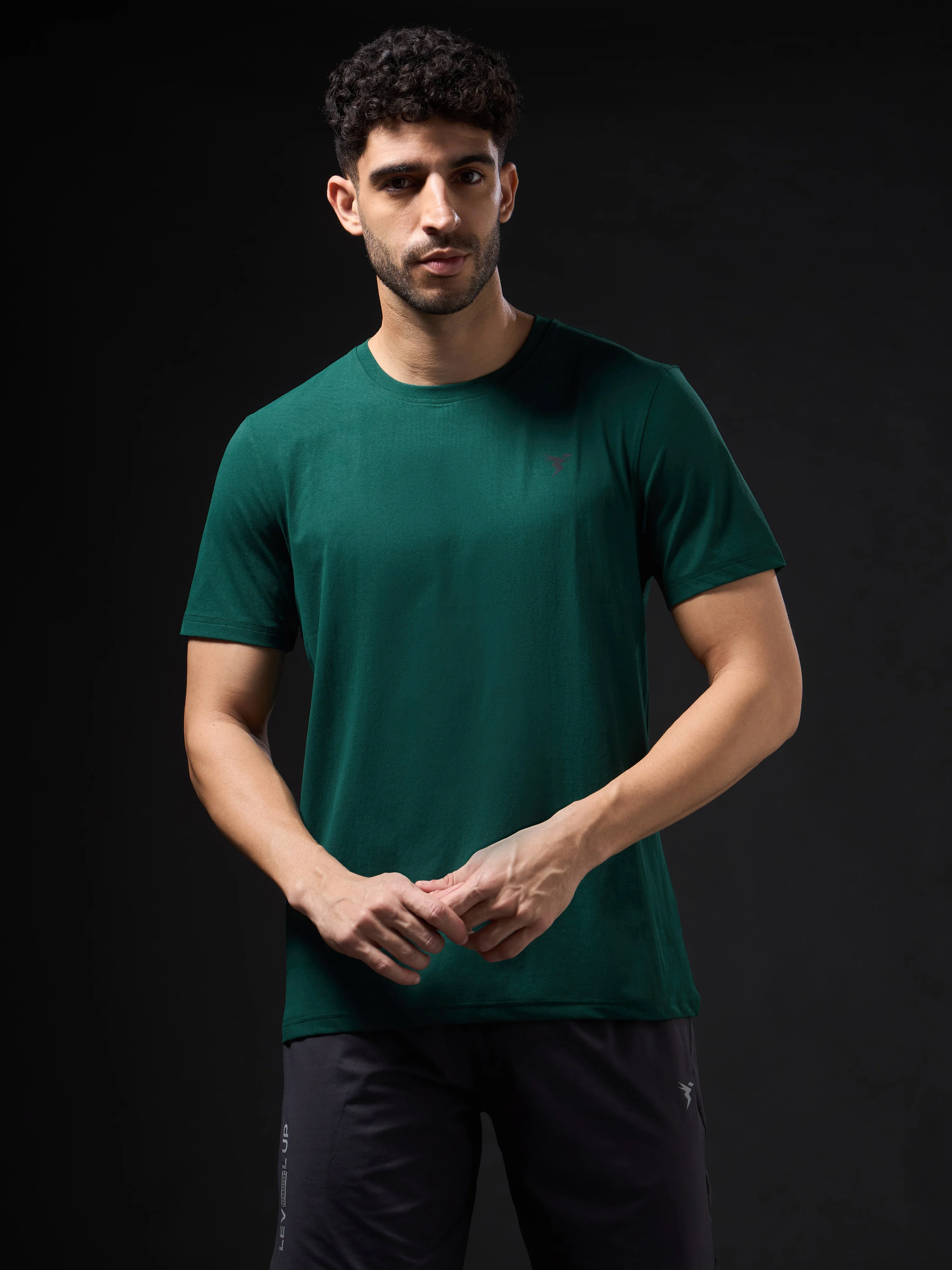 Men Solid Slim Fit Crew Neck T-shirt with COTFLEX - Image 2