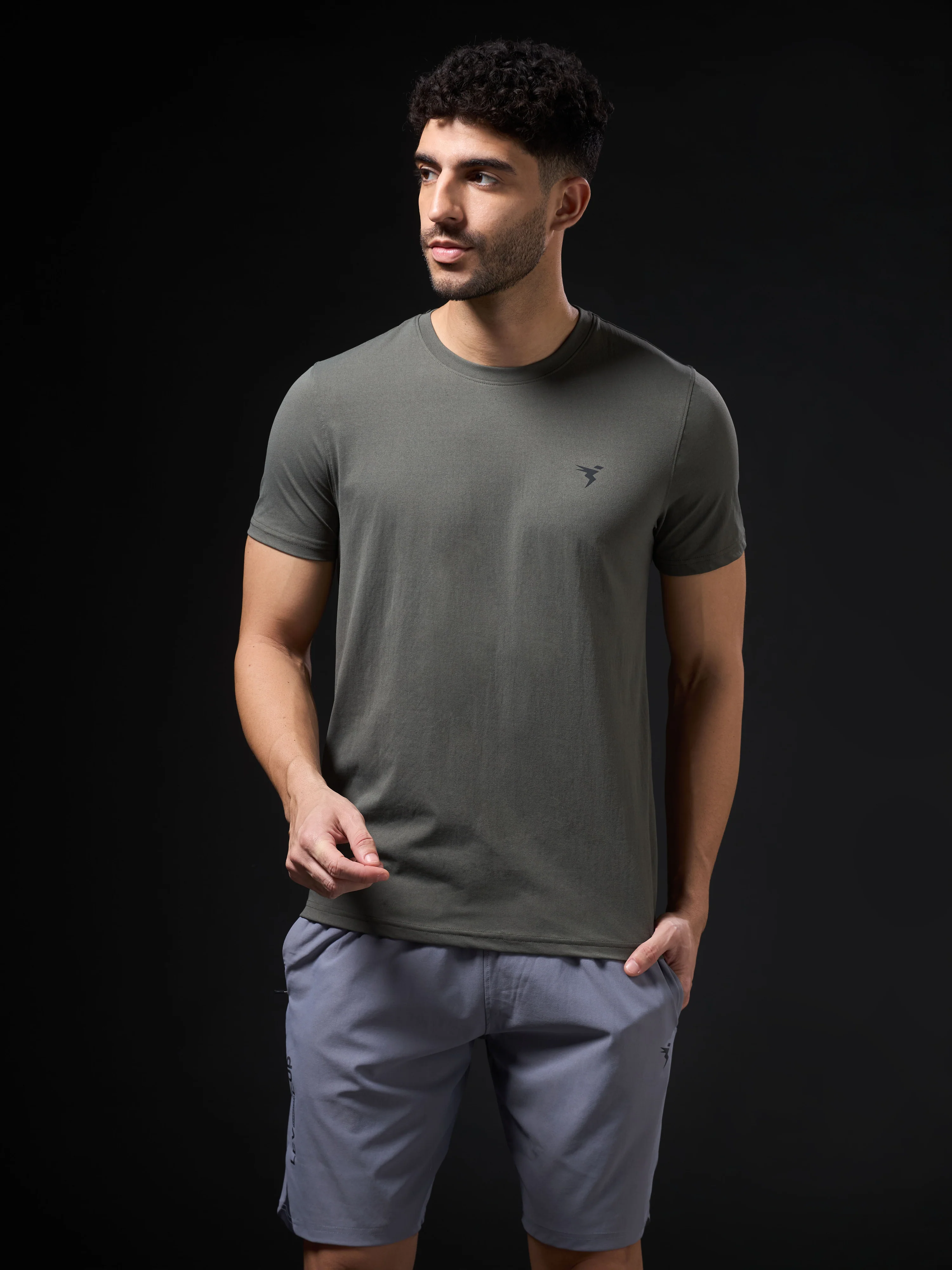 Men Solid Slim Fit Crew Neck T-shirt with COTFLEX - Image 2