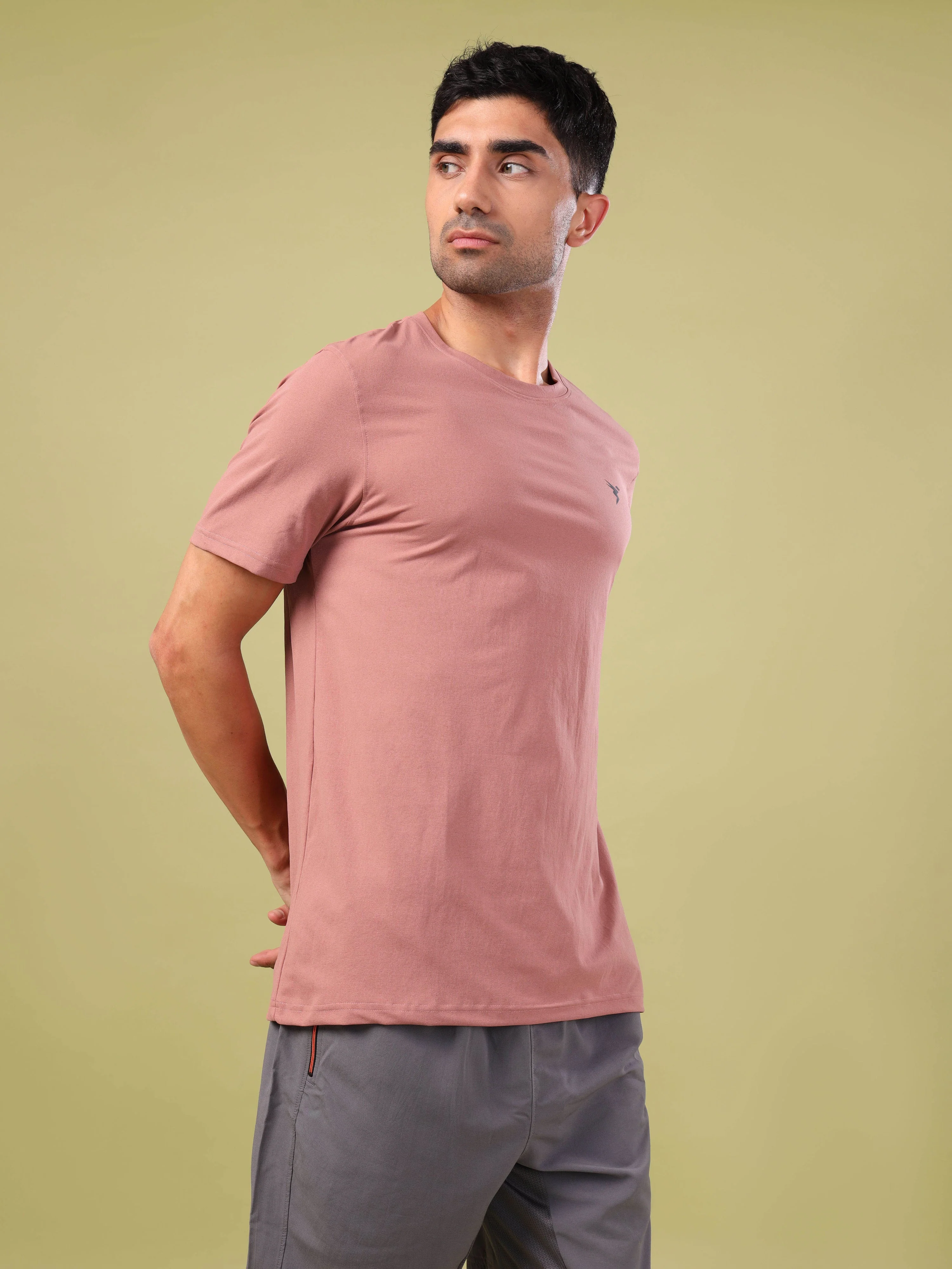 Men Solid Slim Fit Crew Neck T-shirt with COTFLEX - Image 3