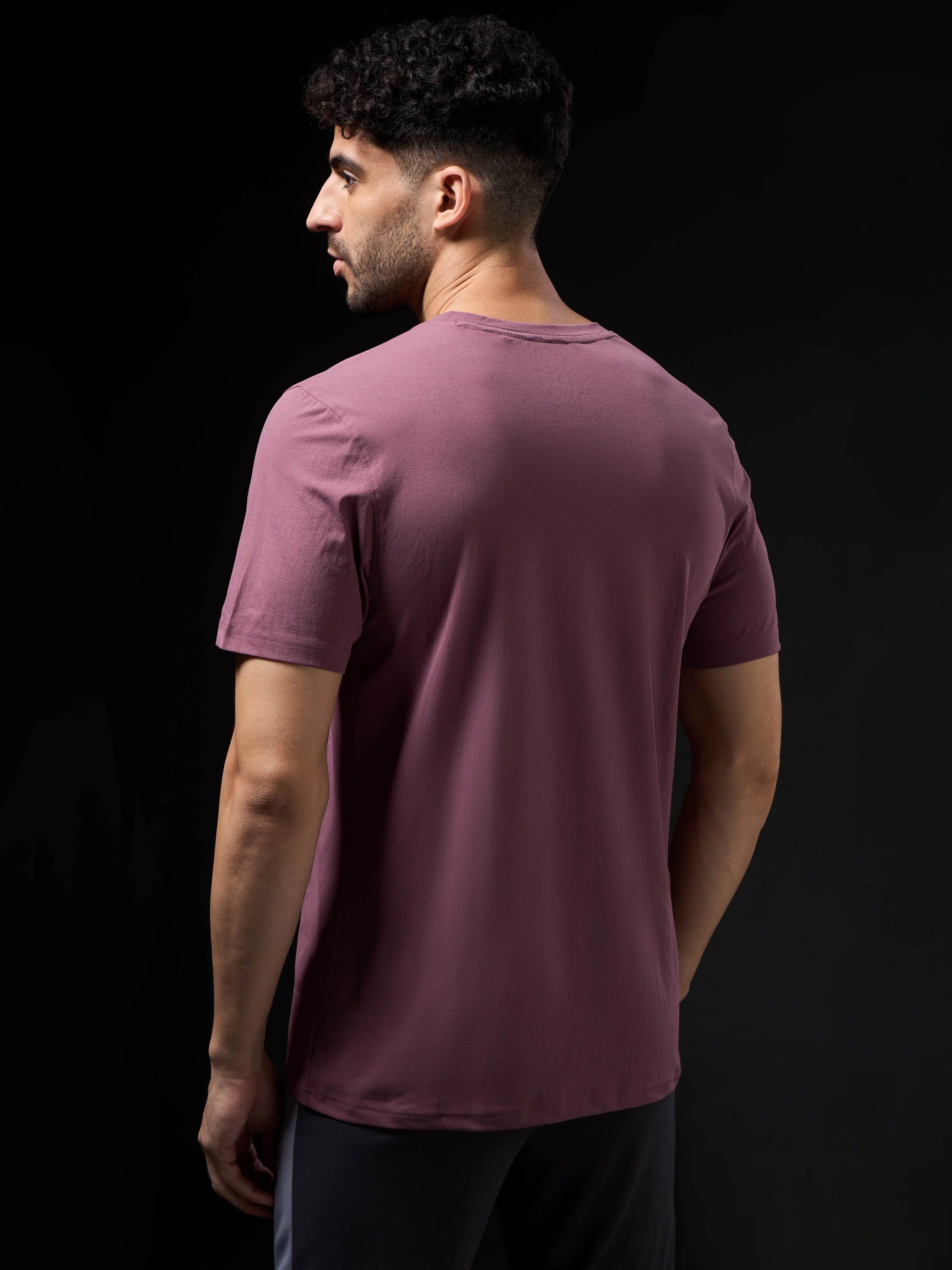 Men Solid Slim Fit Crew Neck T-shirt with COTFLEX - Image 3