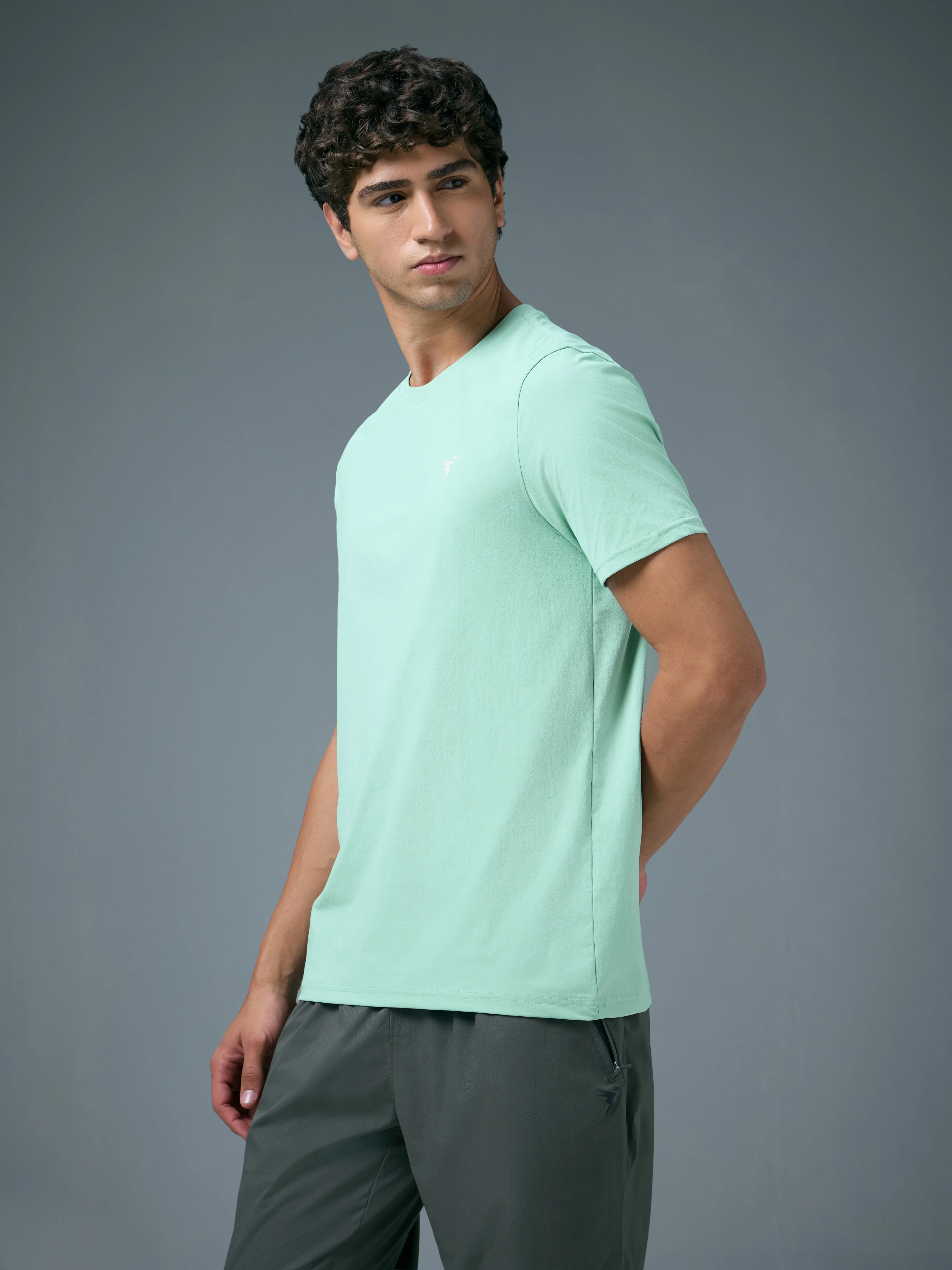 Men Solid Slim Fit Crew Neck T-shirt with COTFLEX - Image 5