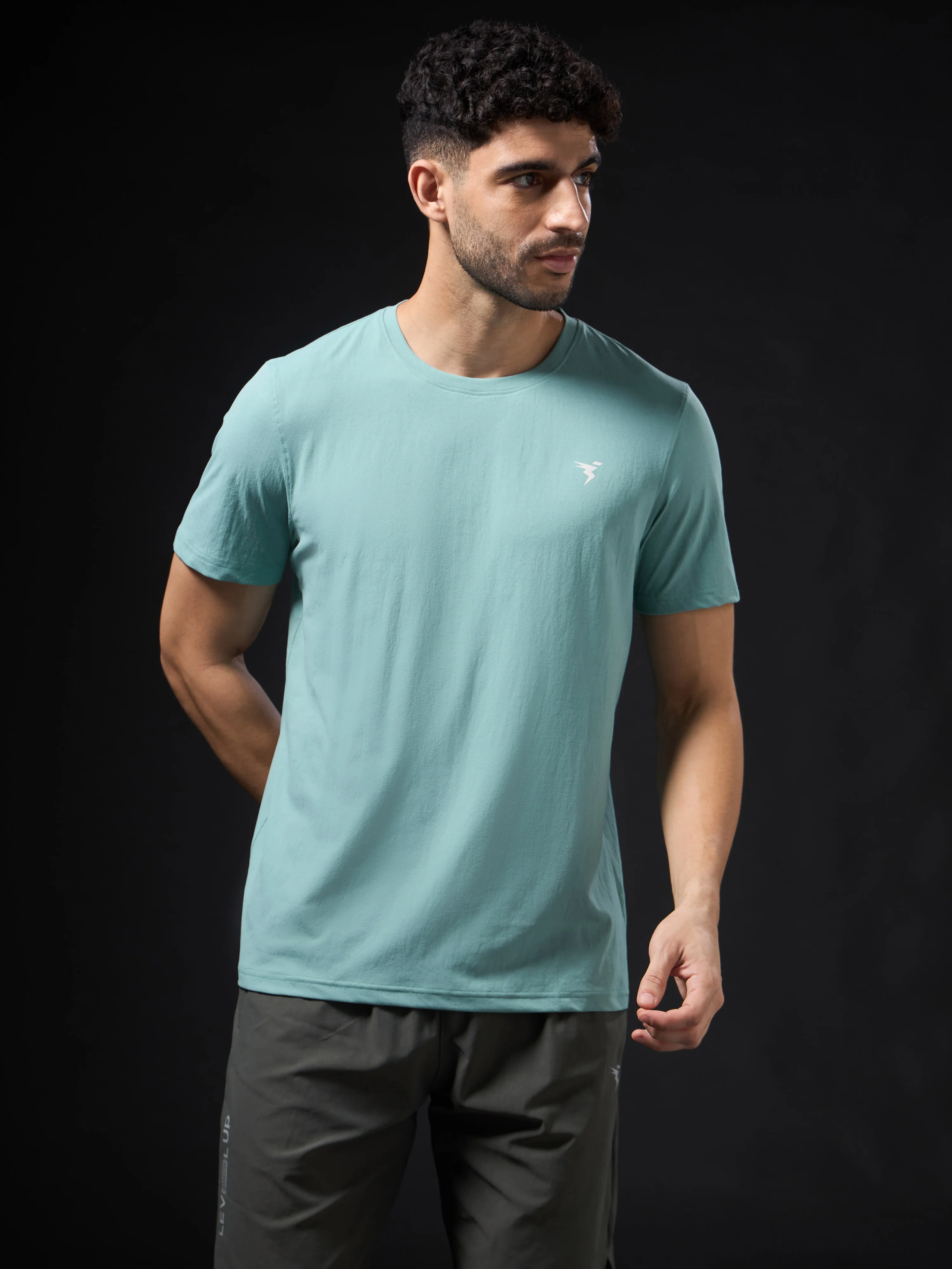 Men Solid Slim Fit Crew Neck T-shirt with COTFLEX - Image 2